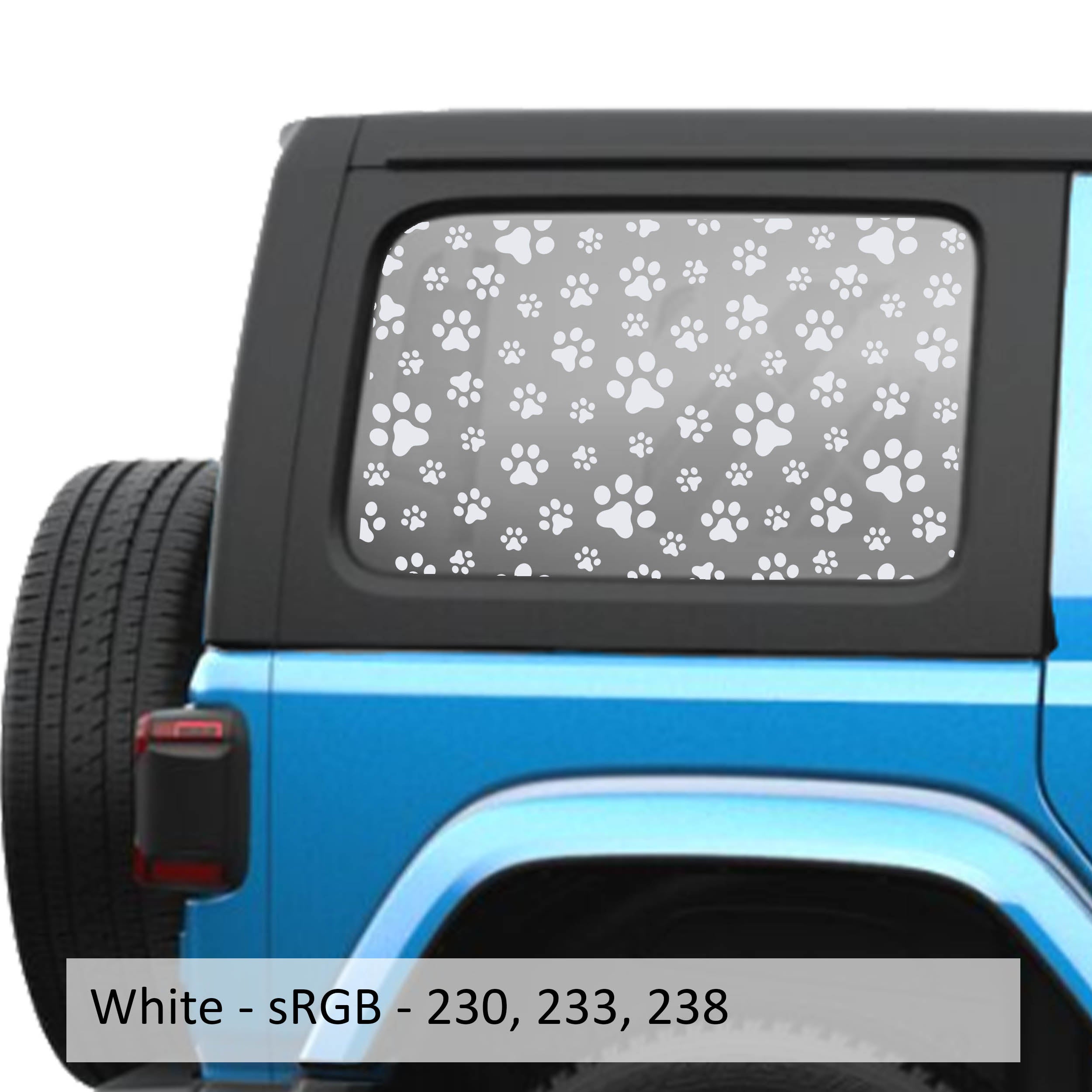 Puppy Dog Paw Print Hardtop Window Decal Set - Fits Jeep Wrangler JLU 2018 - Current