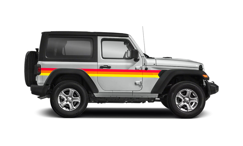 Retro Side Center Stripes Theme Graphics Vinyl Decals Compatible with Jeep Wrangler JL 2 Door 2018 - Present