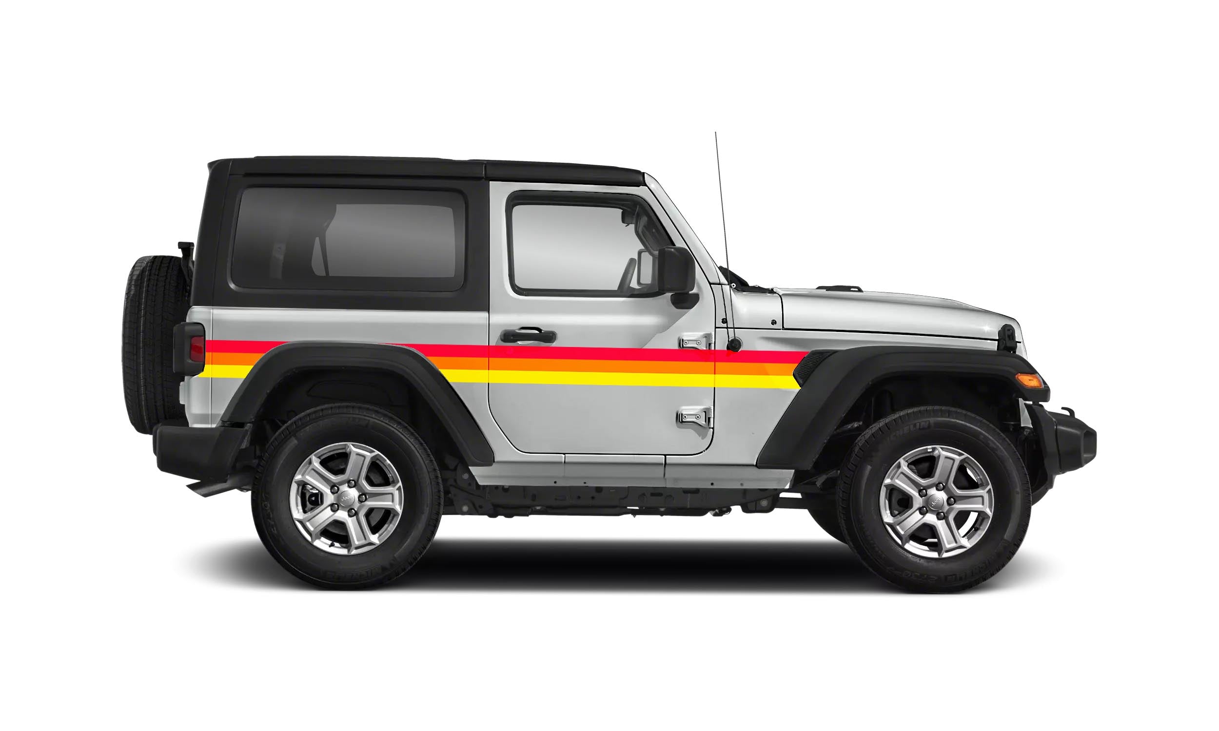 Retro Side Center Stripes Theme Graphics Vinyl Decals Compatible with Jeep Wrangler JL 2 Door 2018 - Present