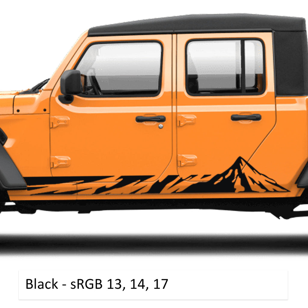 Mountain Graphic Pickup Lower Rocker Vinyl Decal Fits 2020+ Jeep Gladiator JT Truck