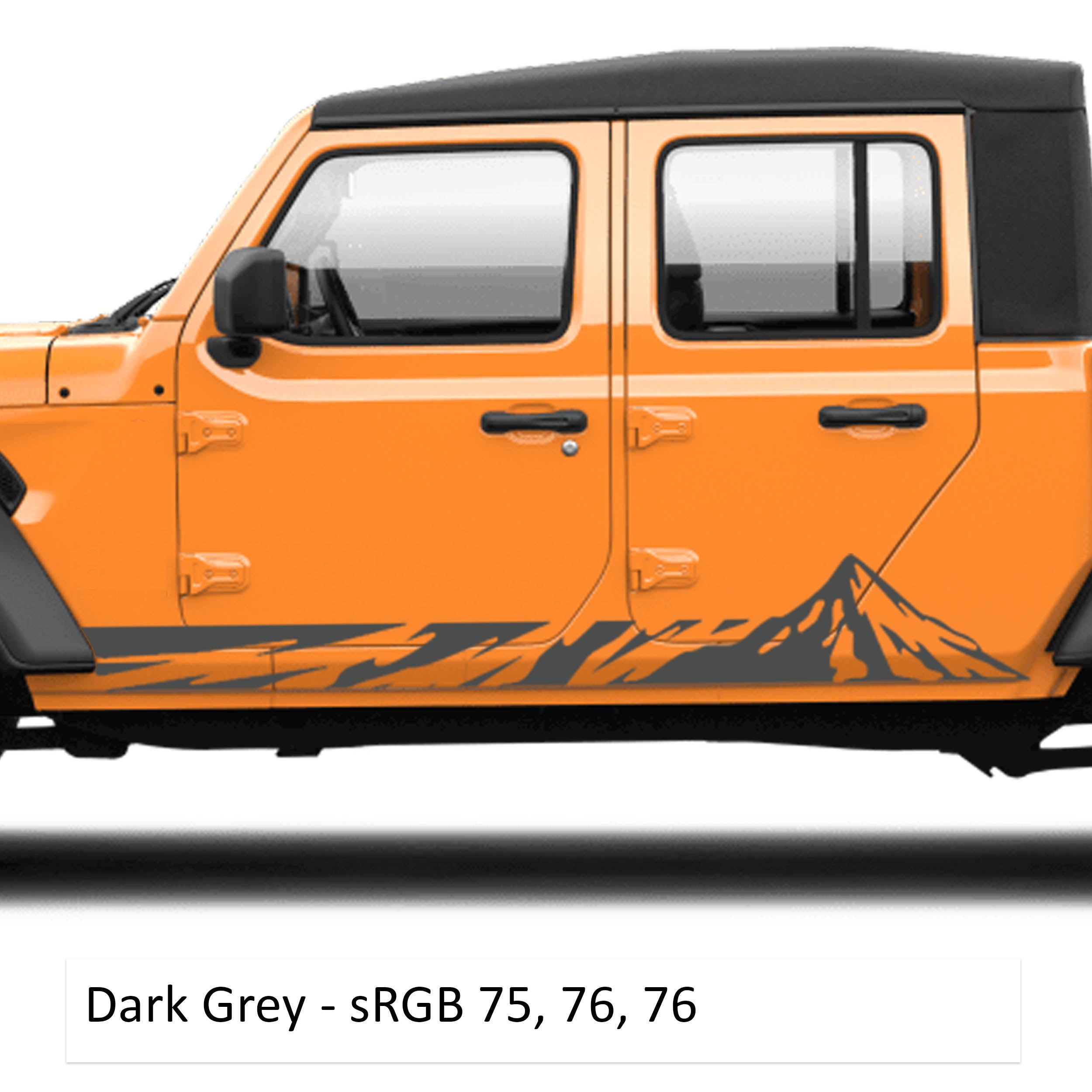 Mountain Graphic Pickup Lower Rocker Vinyl Decal Fits 2020+ Jeep Gladiator JT Truck
