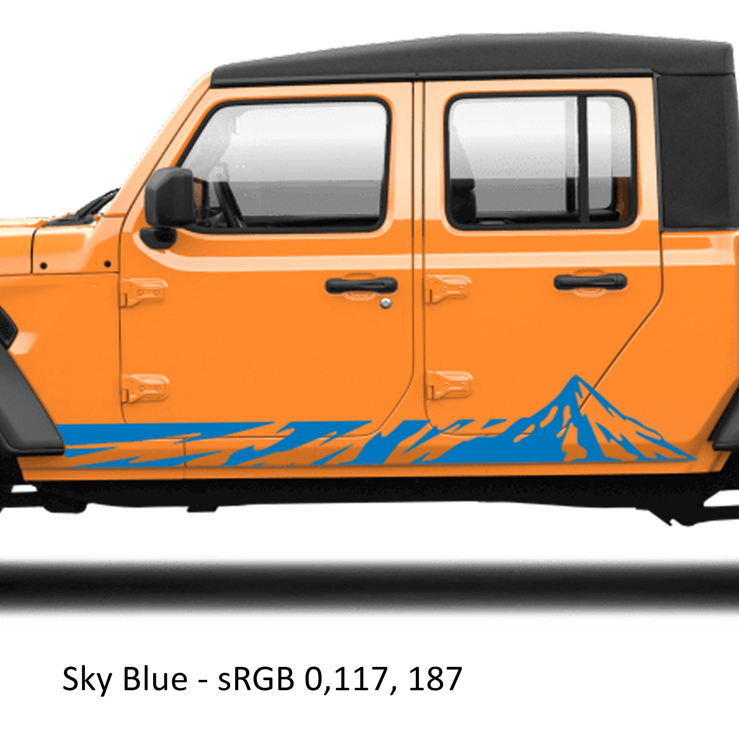 Mountain Graphic Pickup Lower Rocker Vinyl Decal Fits 2020+ Jeep Gladiator JT Truck