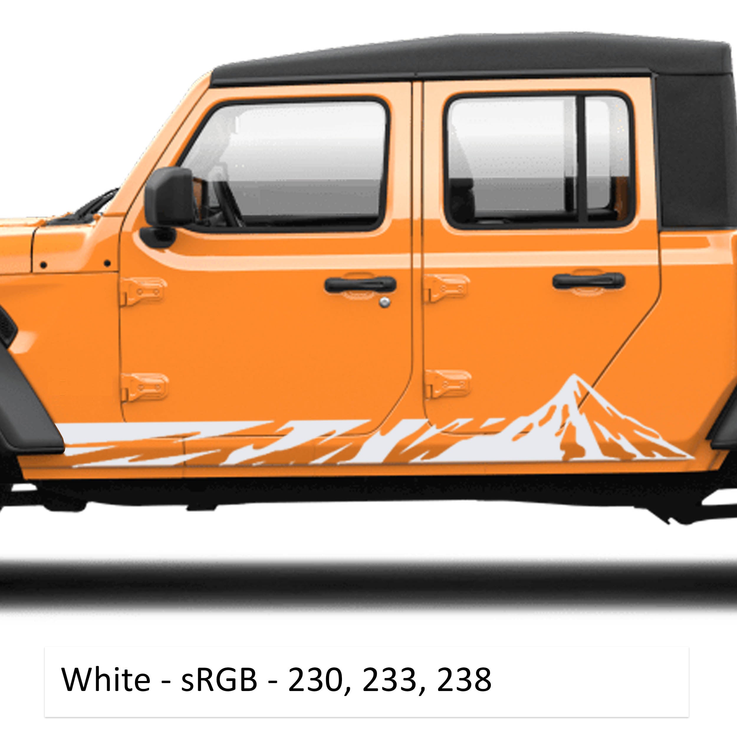 Mountain Graphic Pickup Lower Rocker Vinyl Decal Fits 2020+ Jeep Gladiator JT Truck
