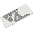 Black JT Letters fender vent vinyl transfer decal pair shown laid flat on white background