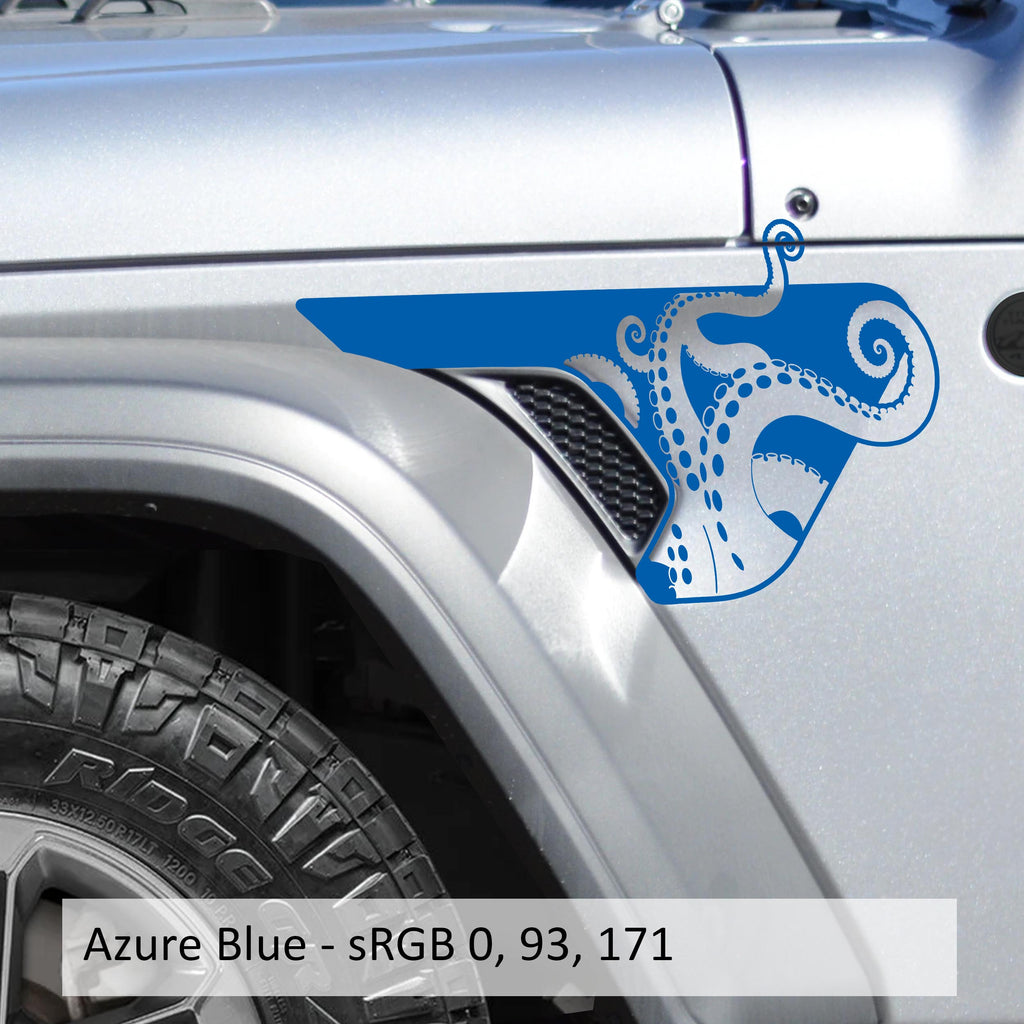 Kraken Octopus Tentacle Fender Vent Vinyl Decal Fits Jeep Wrangler JL/Jeep Gladiator JT 2018-Current Models