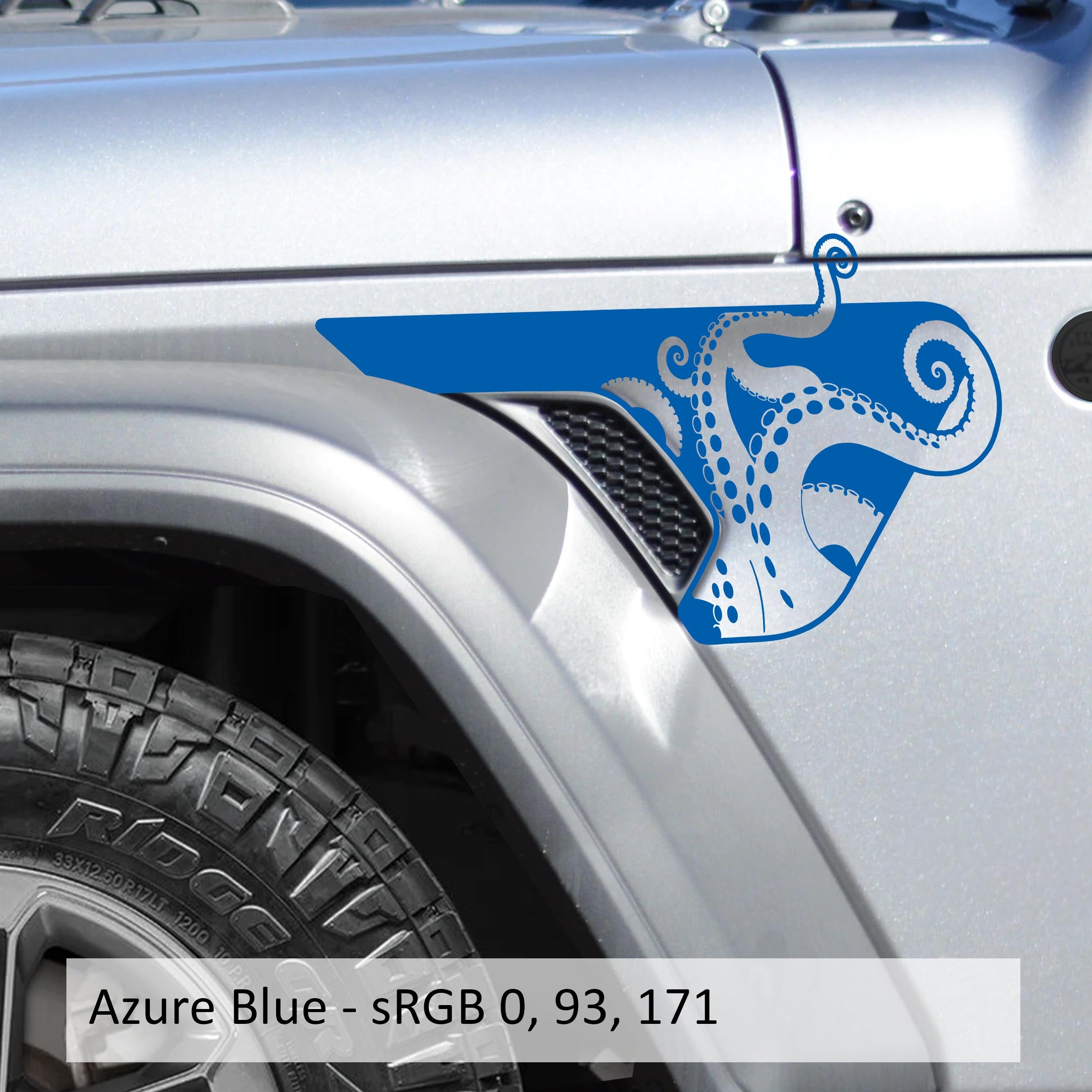 Kraken Octopus Tentacle Fender Vent Vinyl Decal Fits Jeep Wrangler JL/Jeep Gladiator JT 2018-Current Models