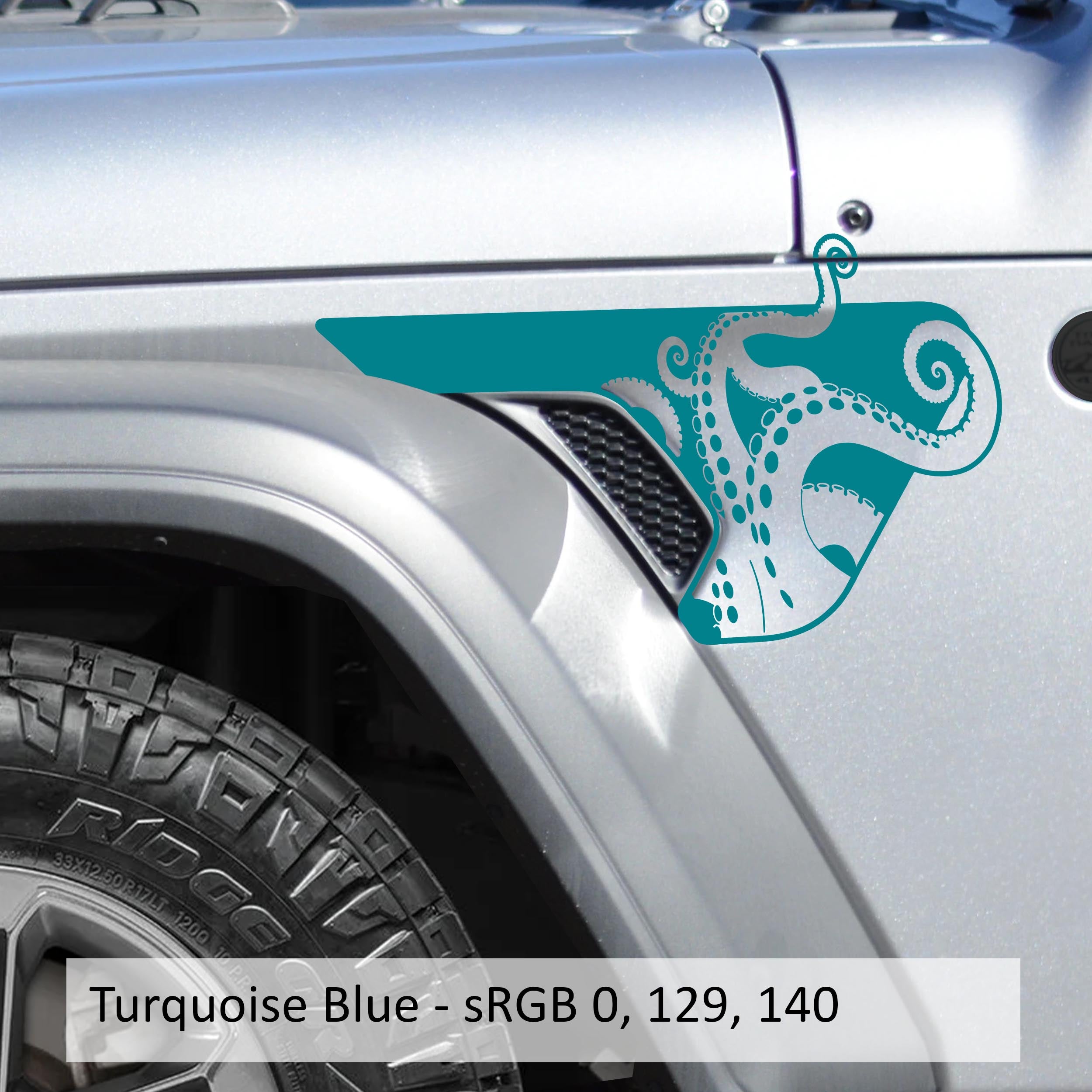 Kraken Octopus Tentacle Fender Vent Vinyl Decal Fits Jeep Wrangler JL/Jeep Gladiator JT 2018-Current Models