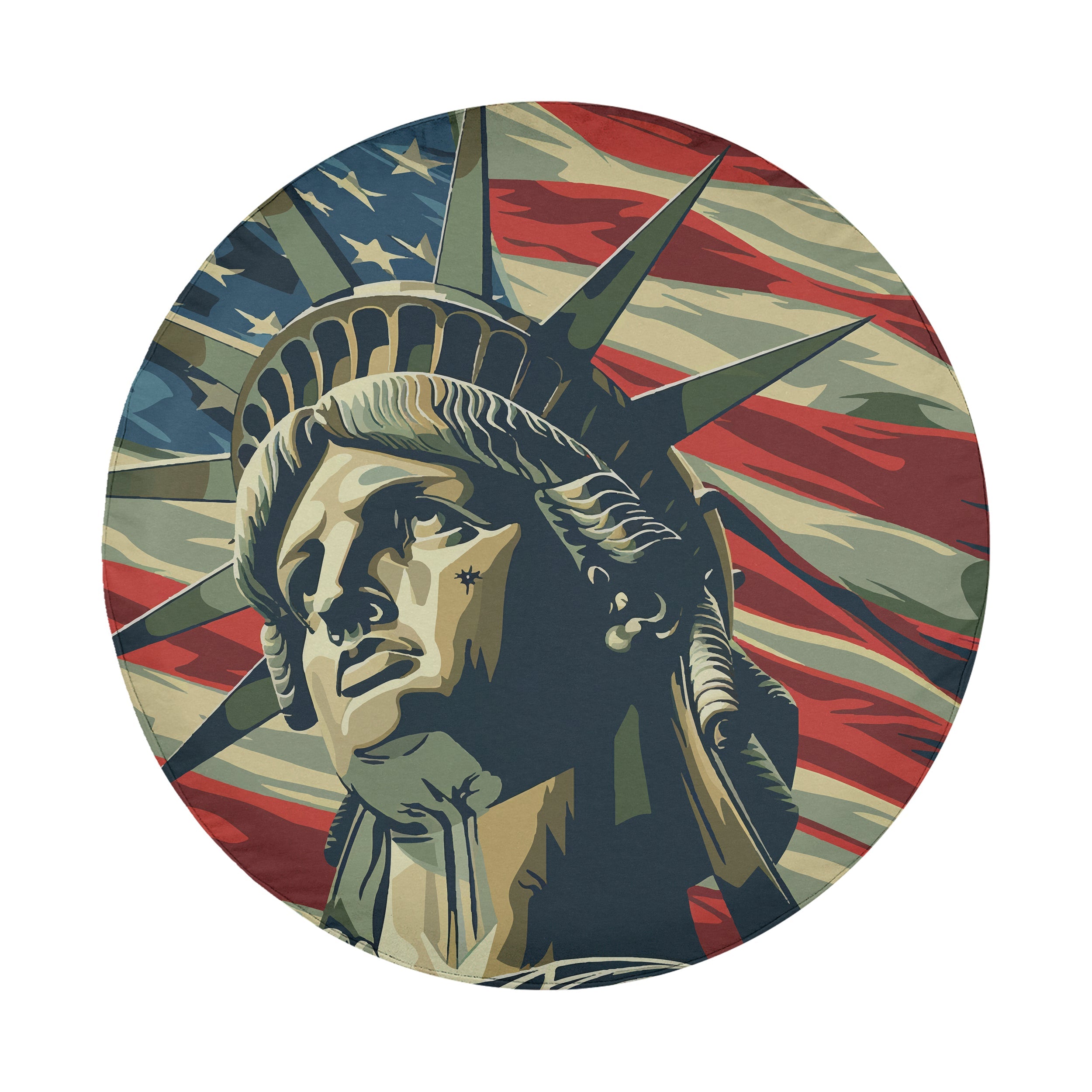 Lady Liberty no-camera variant spare tire cover showing solid Statue of Liberty art without hole