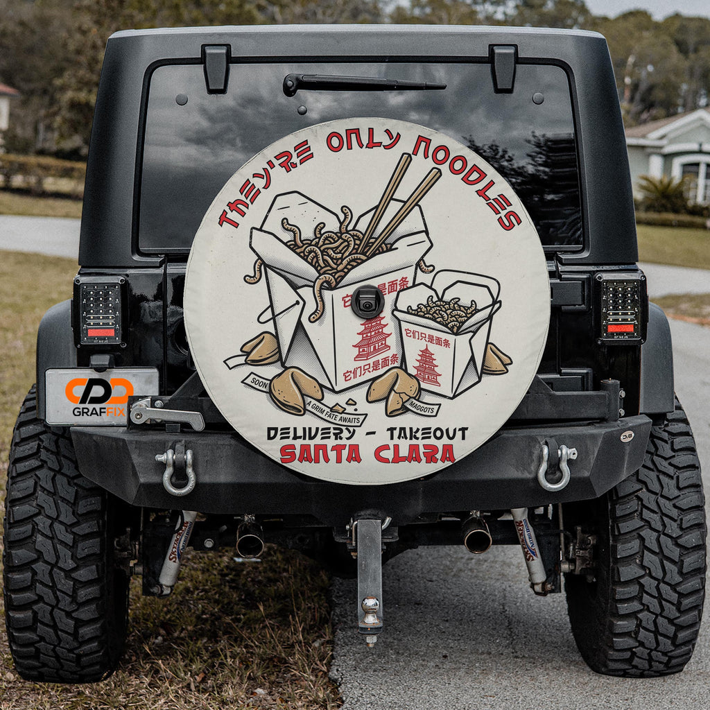 They're Just Noodles Santa Clara Delivery Spare Tire Cover With Backup Camera Hole