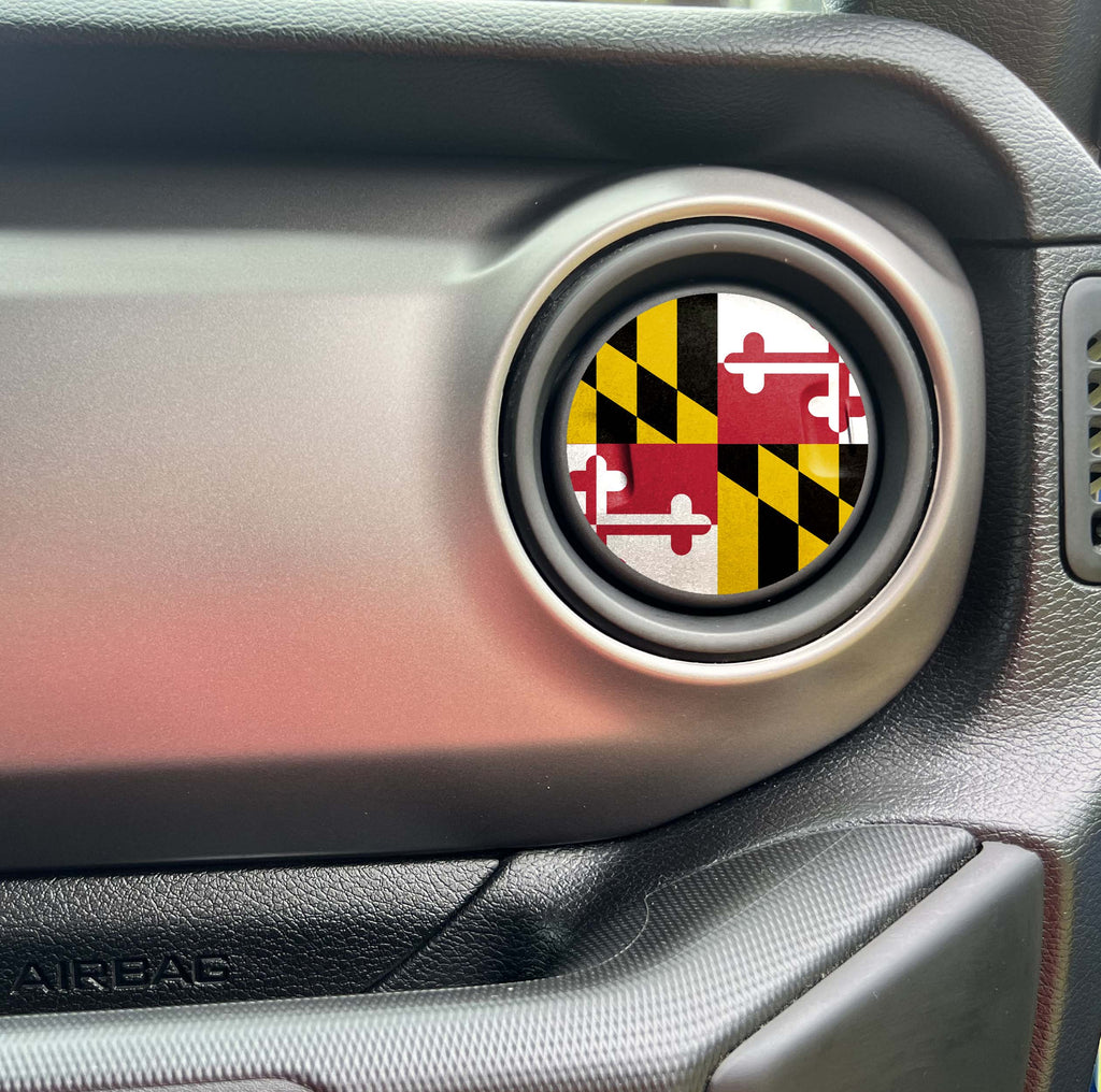 Maryland Flag Heater AC Vent Decals Fits Jeep Wrangler 2011-2024/Fits Jeep Gladiator 2019-2024