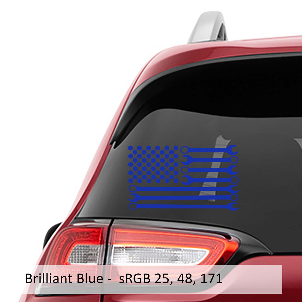 Mechanic Wrench American Flag Vinyl Decal Sticker