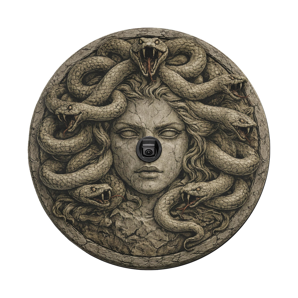 Medusa Gorgon Queen Spare Tire Cover With Backup Camera Hole Option