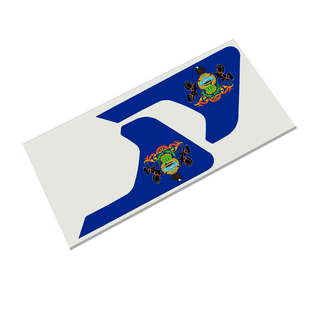 PA state flag fender vent decal with stars stripes shown on Jeep Wrangler JL Gladiator JT