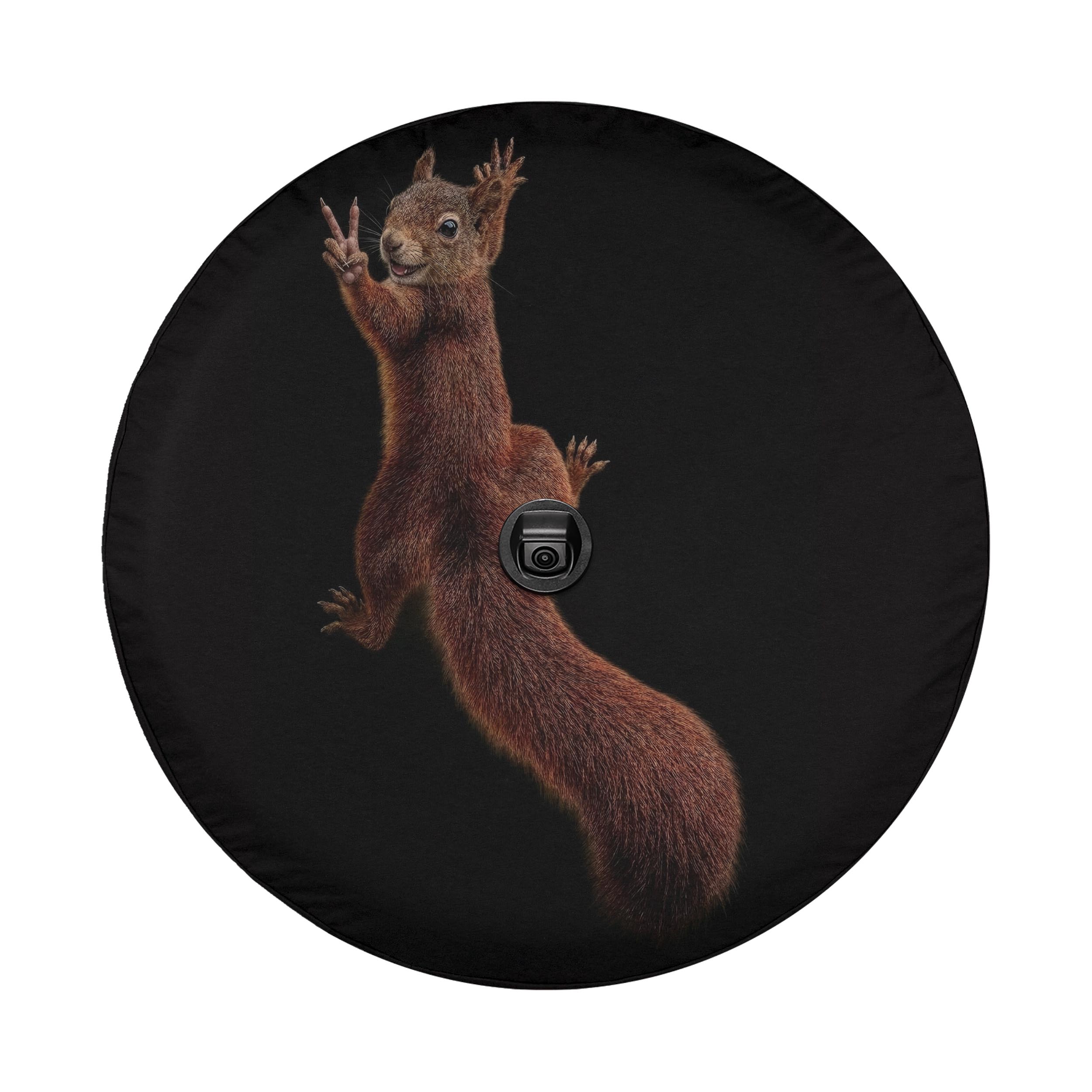 Hanging Peace Squirrel Spare Tire Cover With Backup Camera Hole