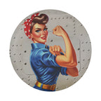 War Effort Woman Power-Up Spare Tire Cover With Backup Camera Hole Option