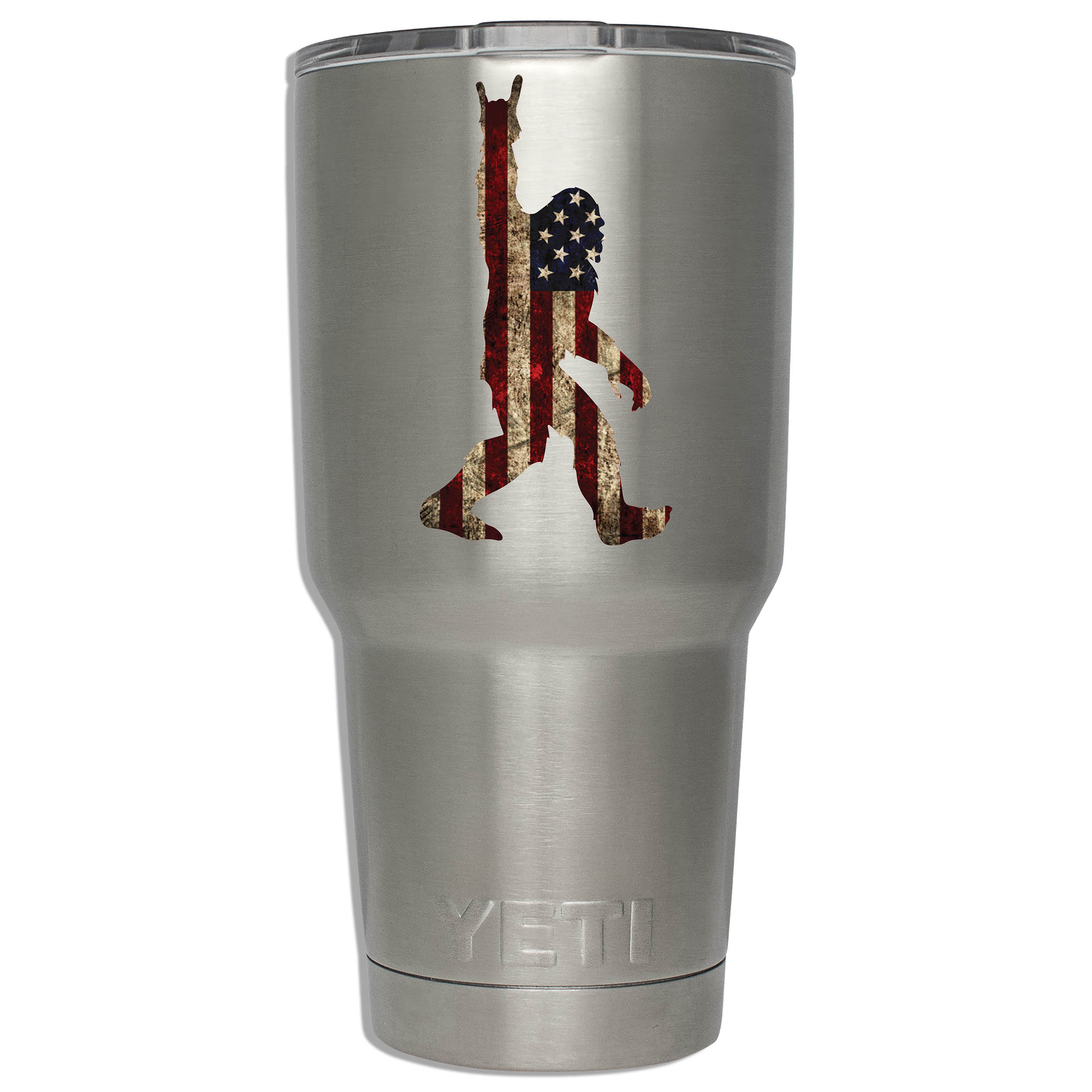 Rustic American Flag Rock On Sasquatch Vinyl Sticker