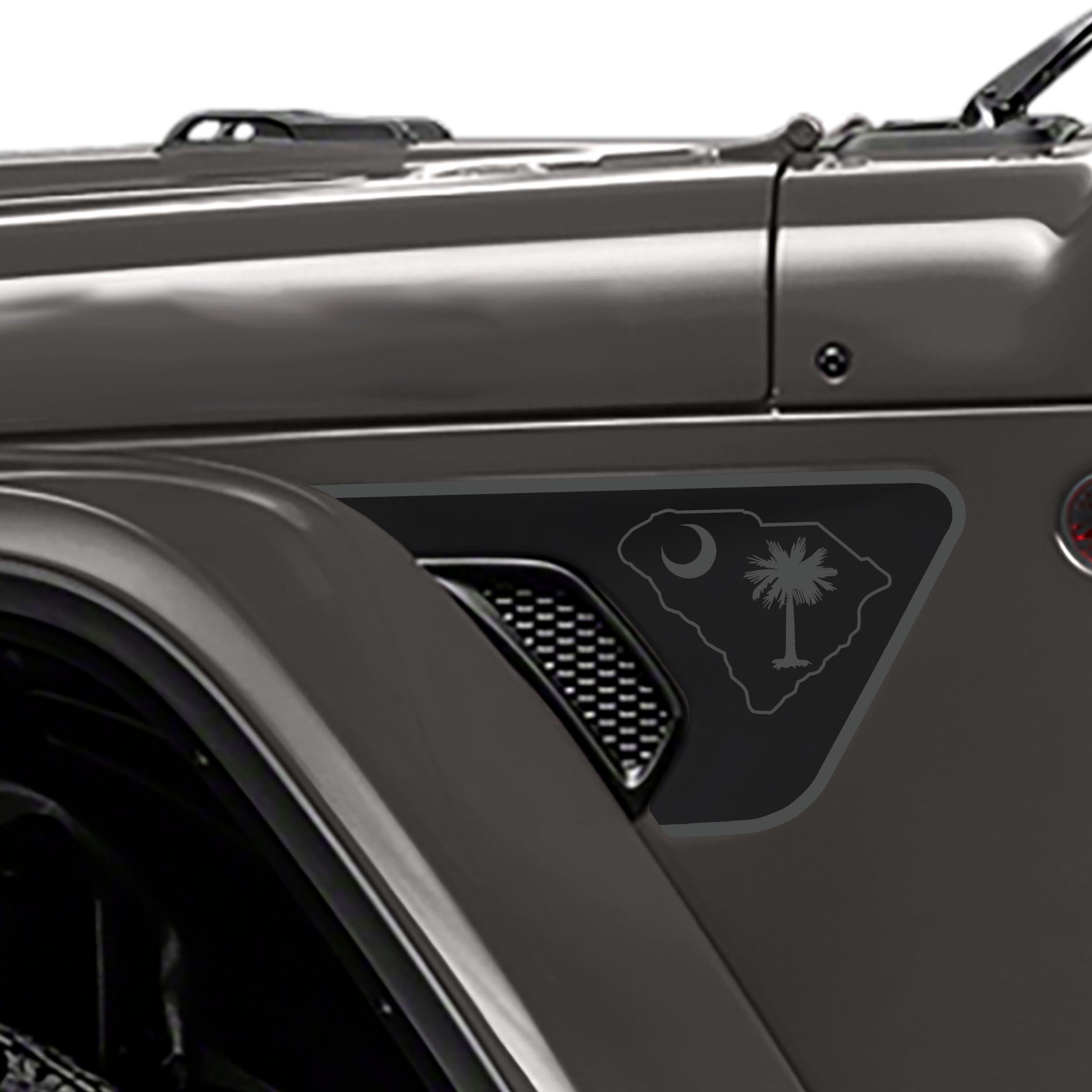 South Carolina State Logo 2-Color Fender Vent Decal Set - Fits Wrangler JL/JLU & Gladiator JT