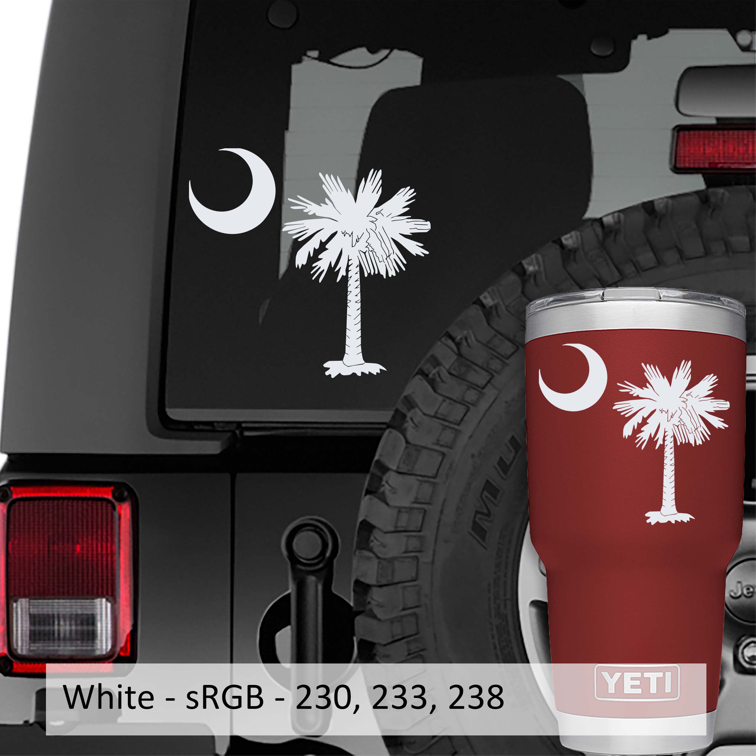 South Carolina Palmetto Moon Vinyl Decal Sticker