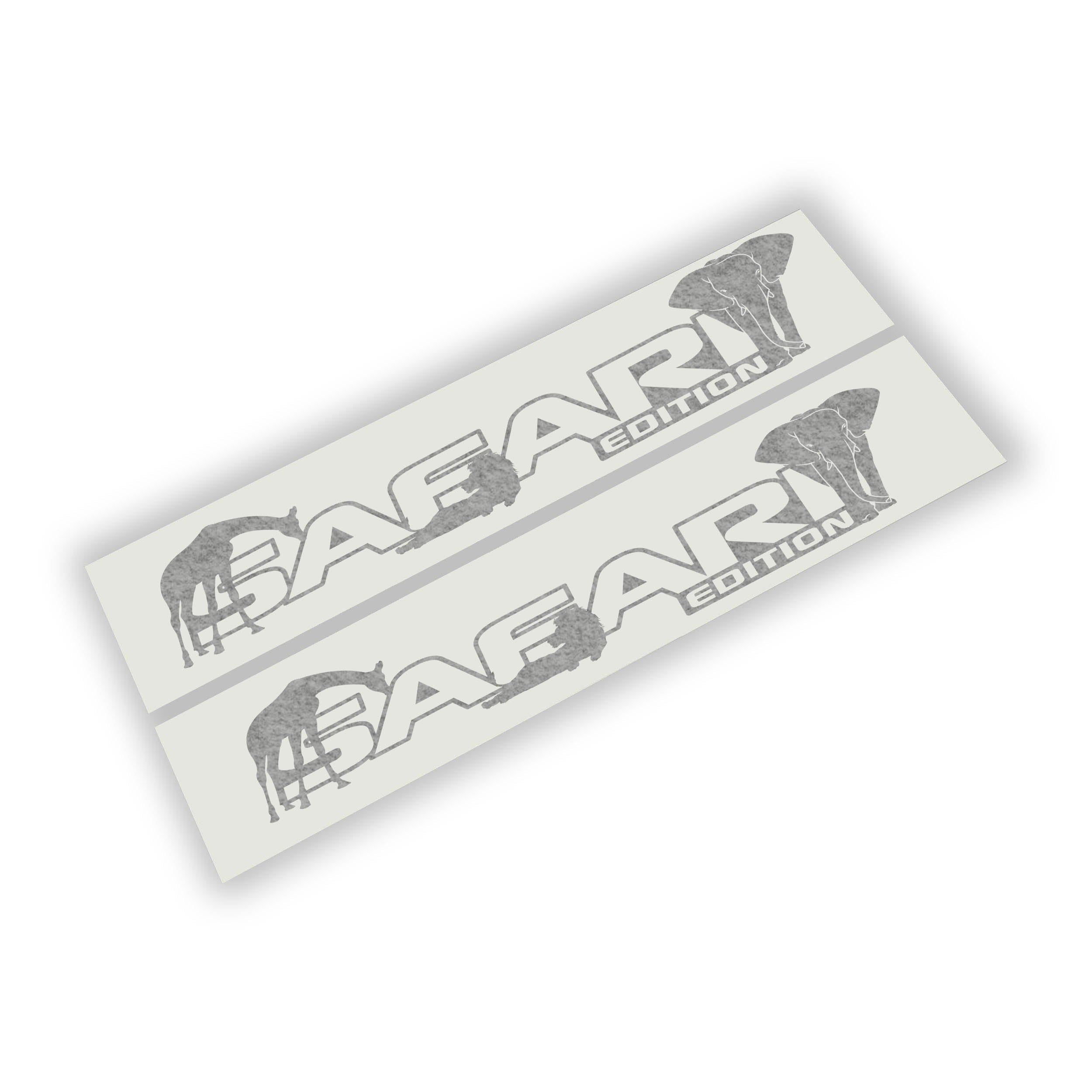 Black Safari Edition giraffe and elephant side hood decal pair shown on tan Jeep Wrangler JL fender