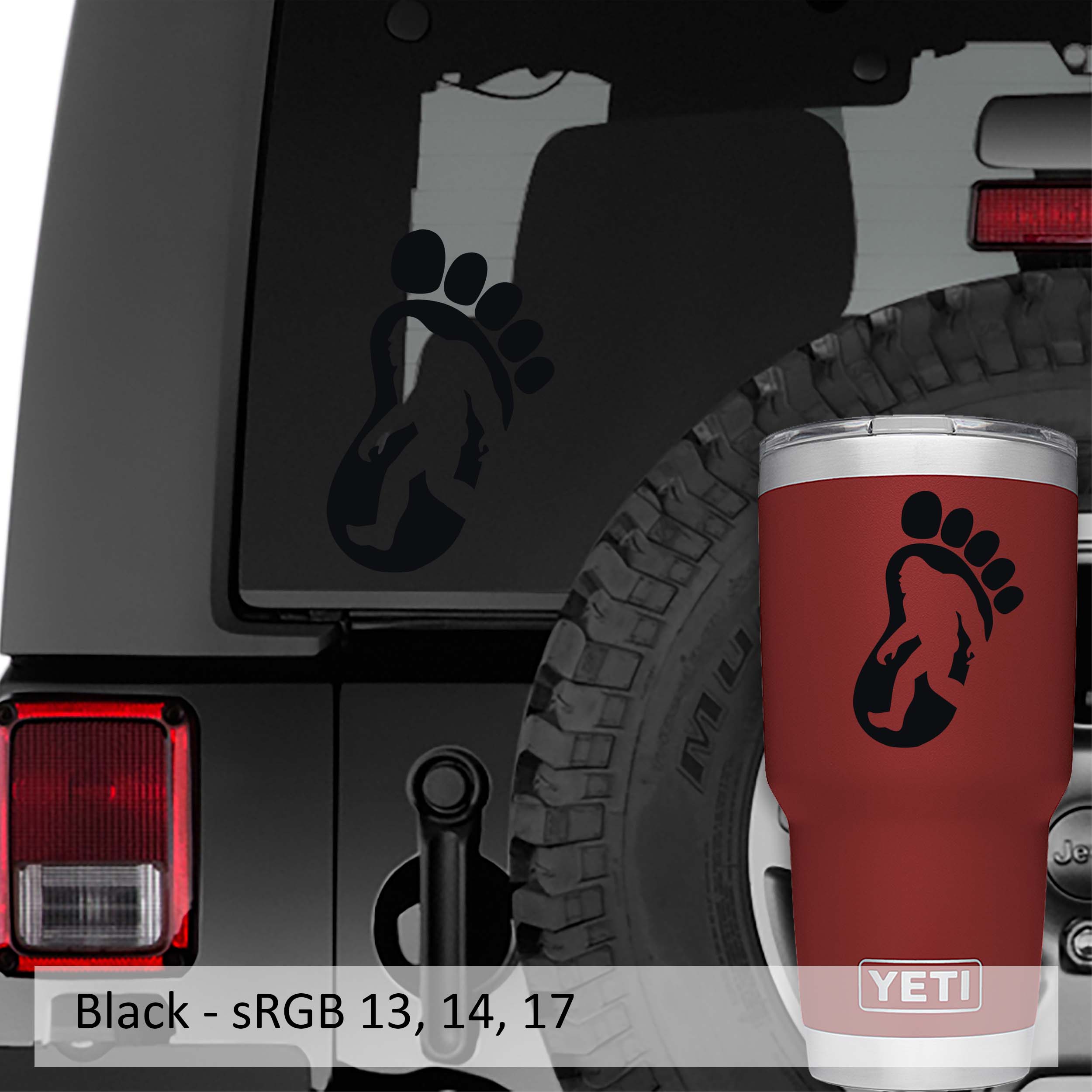  Yeti Bigfoot Footprint Sasquatch Vinyl Decal