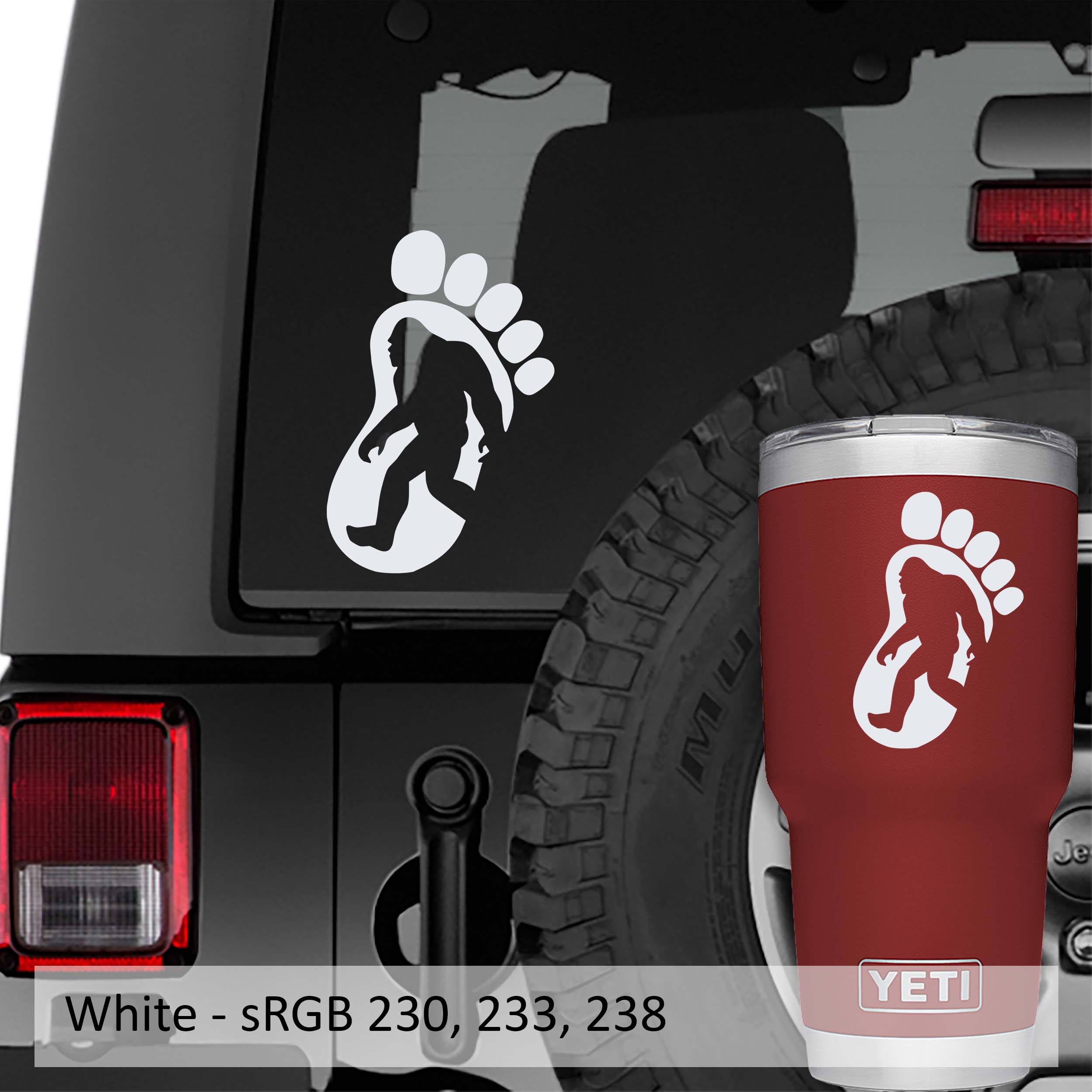  Yeti Bigfoot Footprint Sasquatch Vinyl Decal