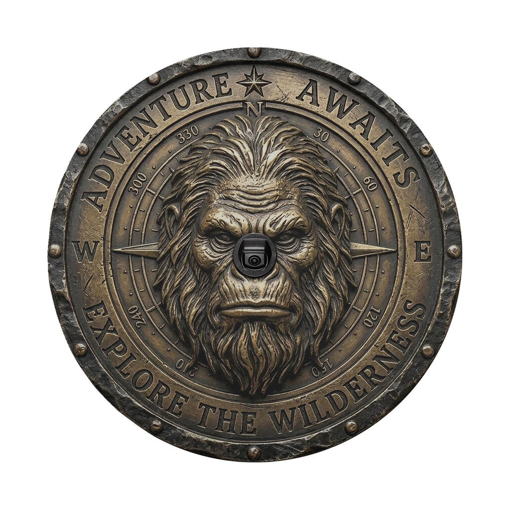 Bronze Compass Sasquatch Adventure Awaits Spare Tire Cover With Backup Camera Hole