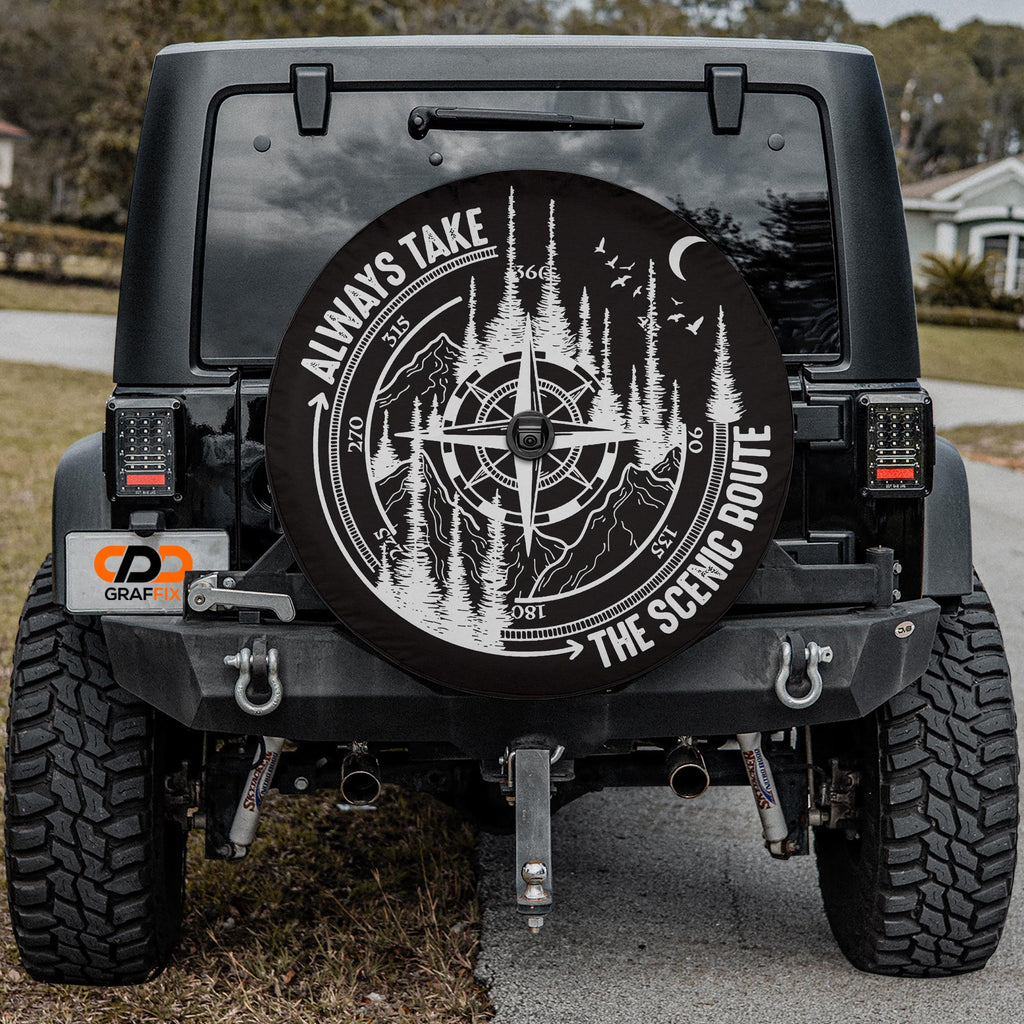 Always Take the Scenic Route Spare Tire Cover With Backup Camera Hole