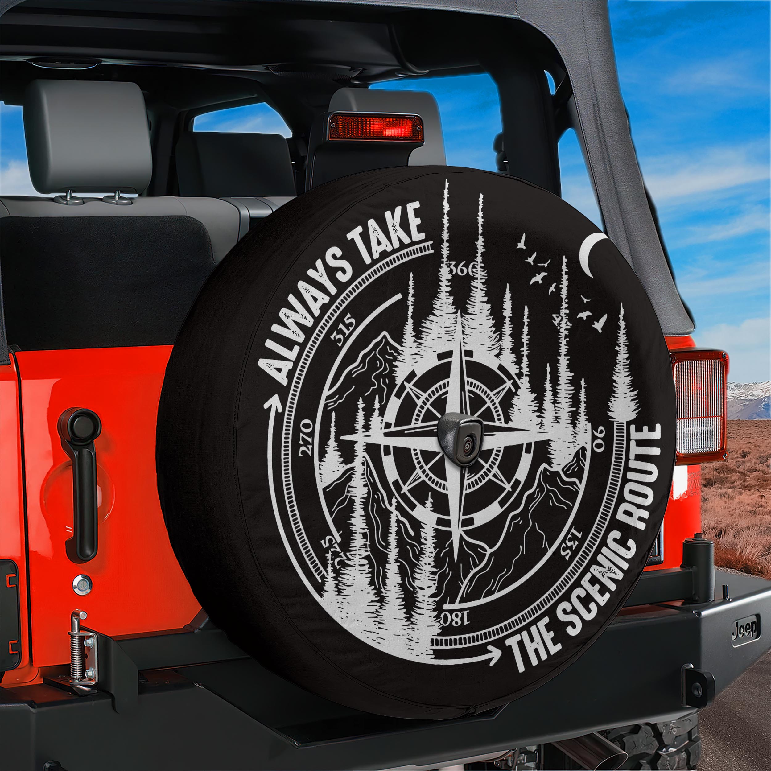 Always Take the Scenic Route Spare Tire Cover With Backup Camera Hole