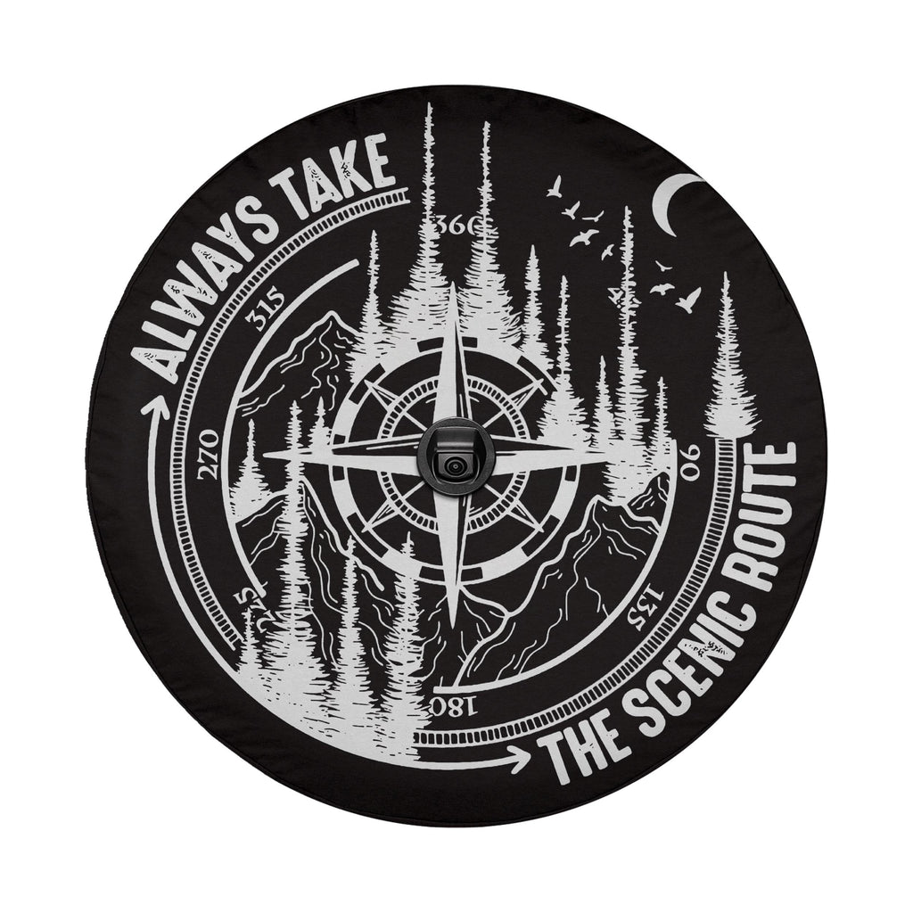 Always Take the Scenic Route Spare Tire Cover With Backup Camera Hole
