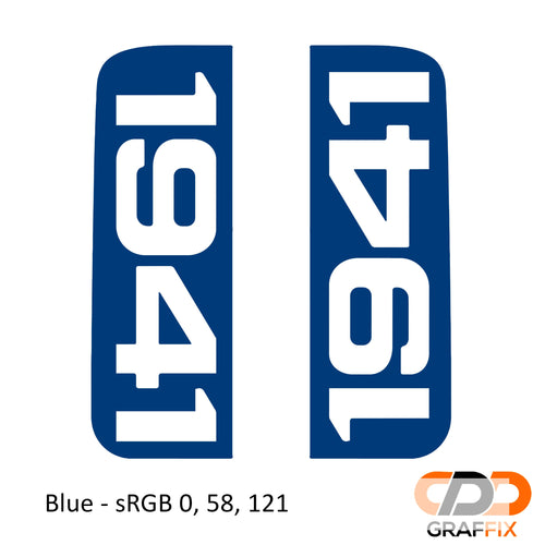 Blue 1941 vinyl side window decal set for Jeep Wrangler JL and Gladiator JT 2018+