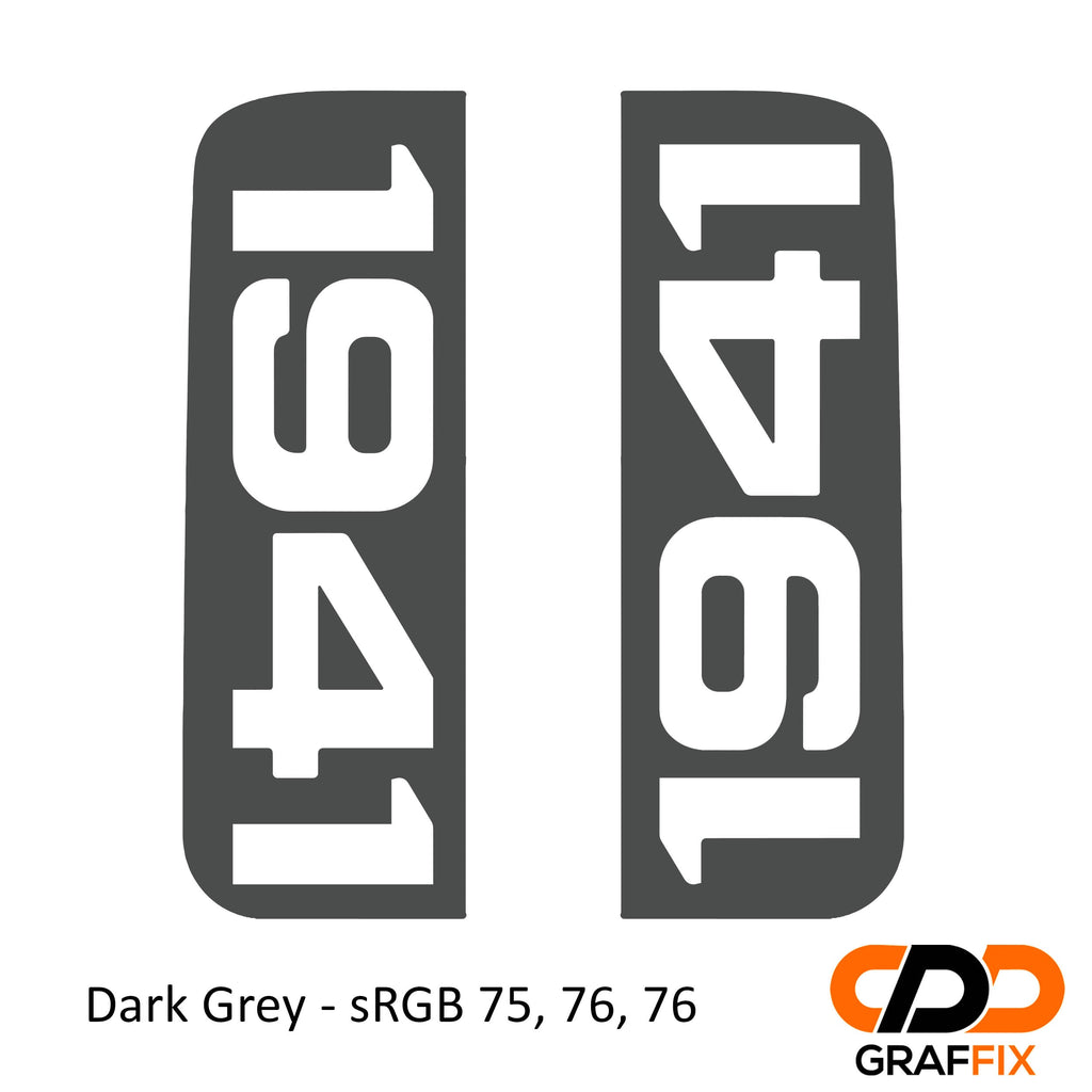 Dark gray 1941 vertical side window decal shown on Jeep Wrangler JKU rear quarter door glass