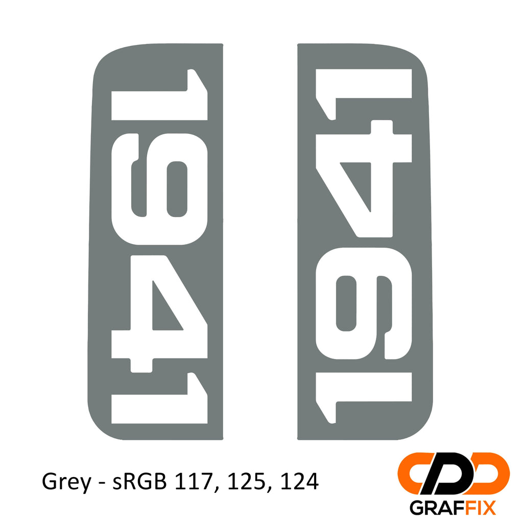 Light gray 1941 vertical side window decal shown on Jeep Wrangler JKU rear quarter door glass