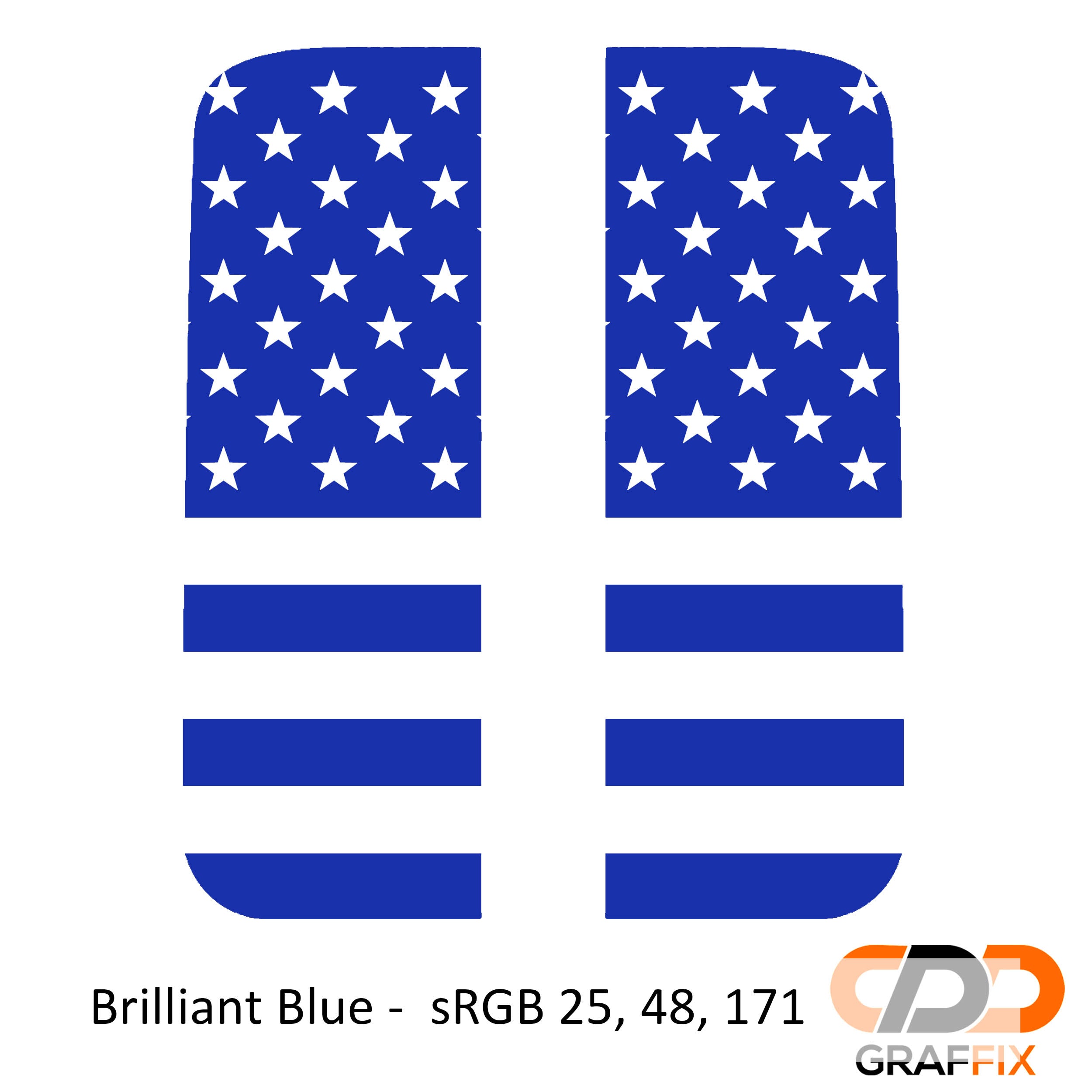 Brilliant blue American flag side window decal set for Jeep Wrangler JL Gladiator JT