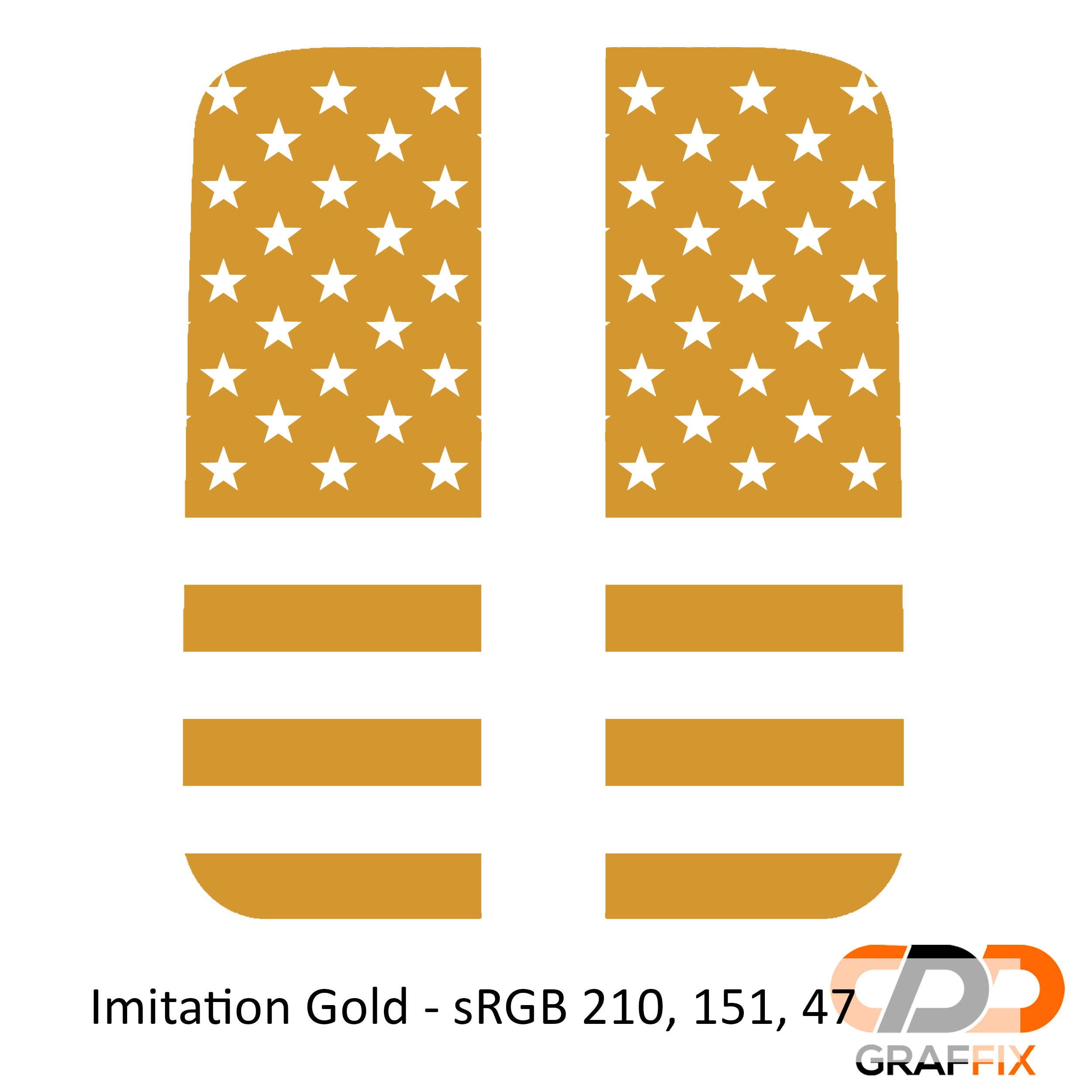 Imitation gold American flag side window decal set for Jeep Wrangler JL Gladiator JT
