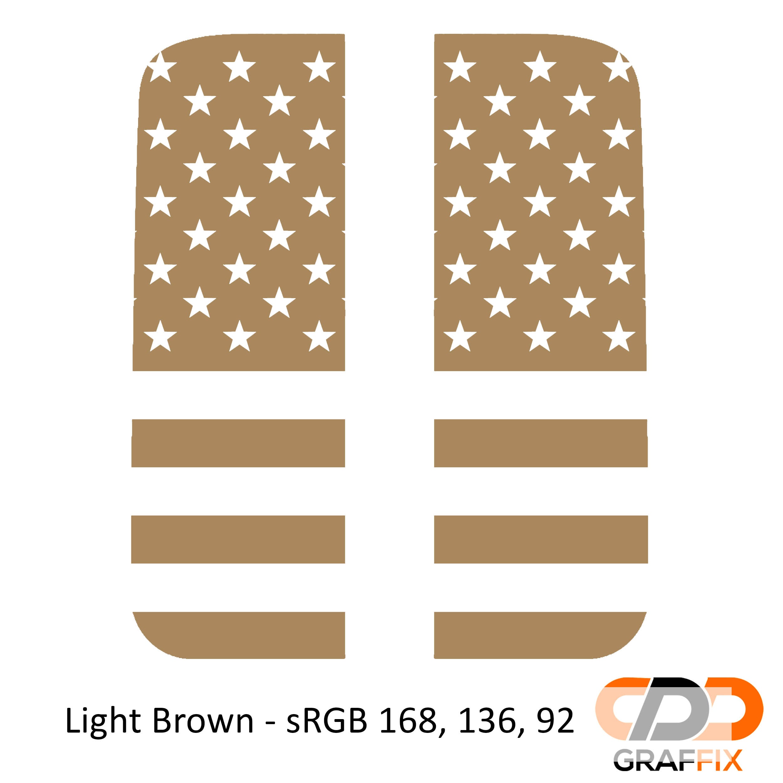 Light brown American flag side window decal set for Jeep Wrangler JL Gladiator JT
