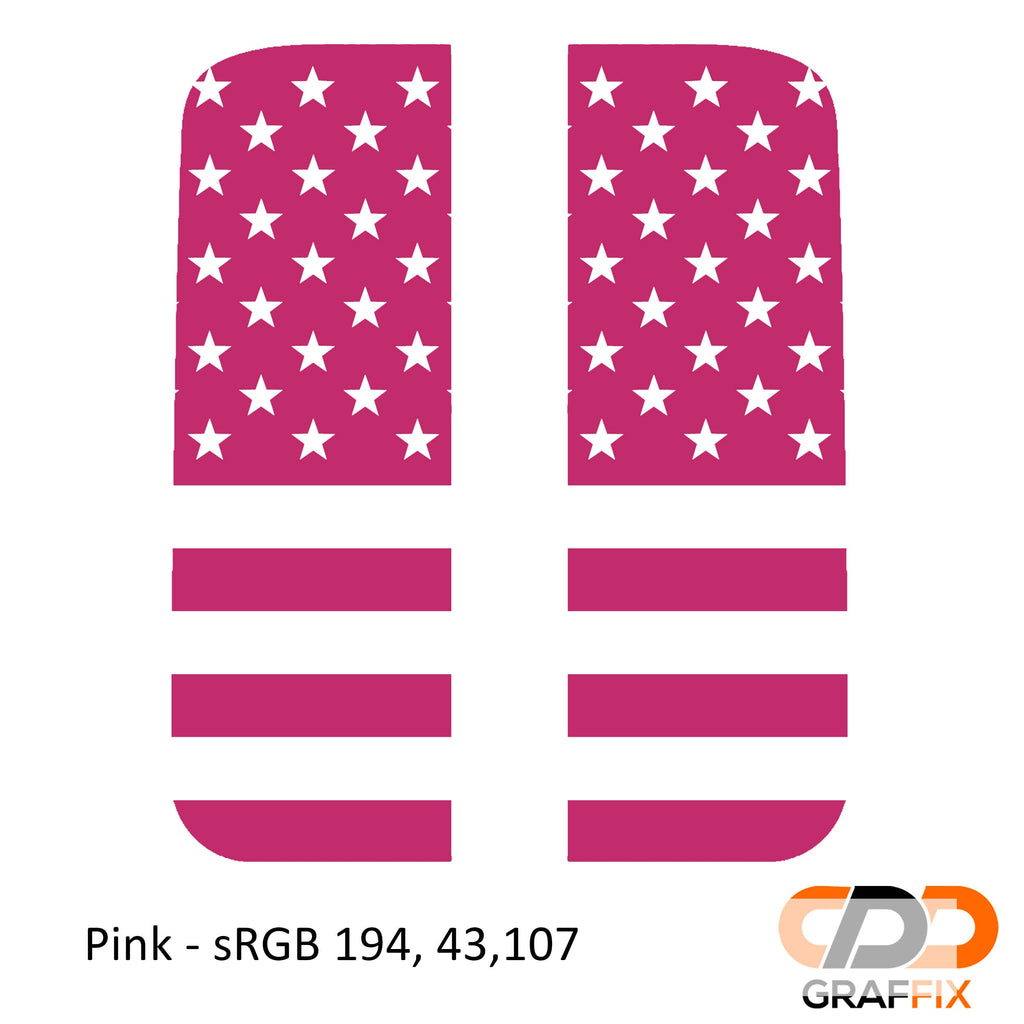Pink American flag side window vinyl decal set for Jeep Wrangler JL Gladiator JT
