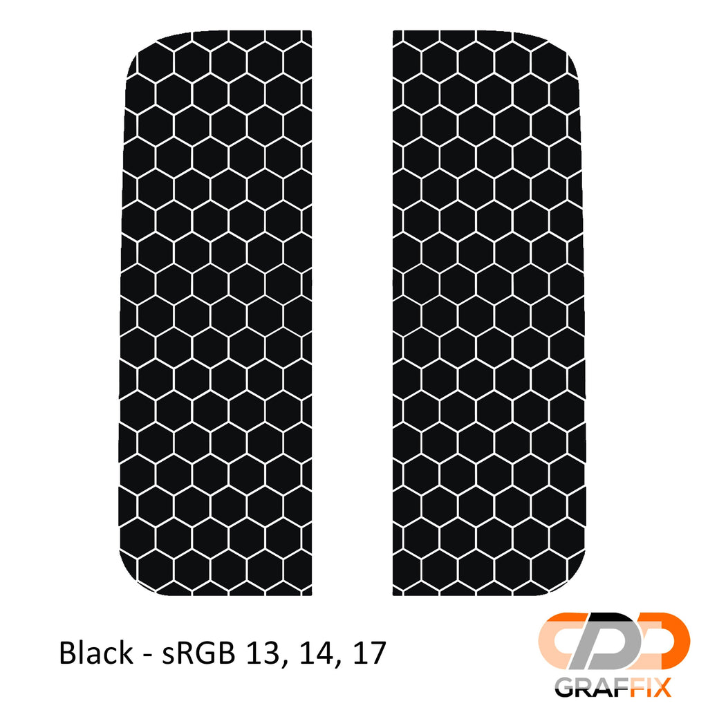 Black honeycomb hex mesh pattern side window decal set for Jeep Wrangler JL Gladiator