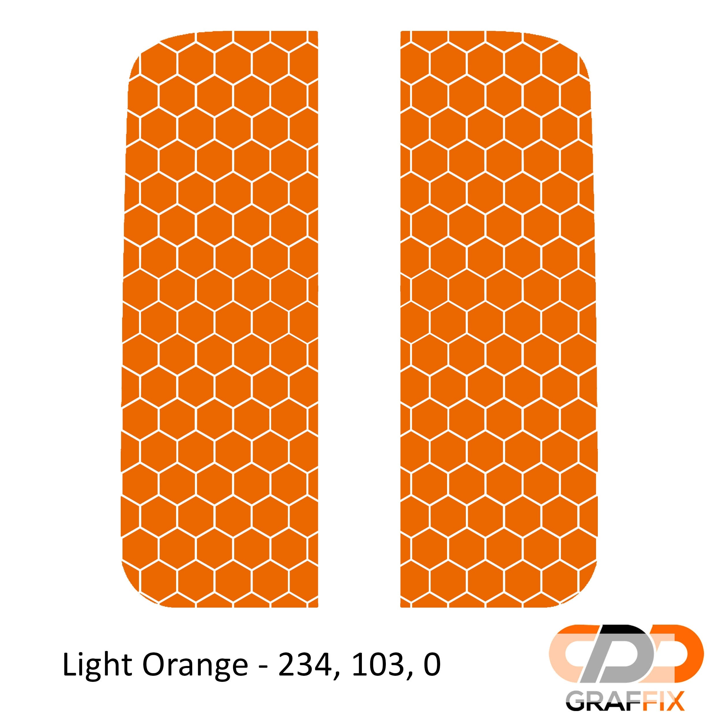 Light orange honeycomb hex mesh side window decal set for Jeep Wrangler JL Gladiator