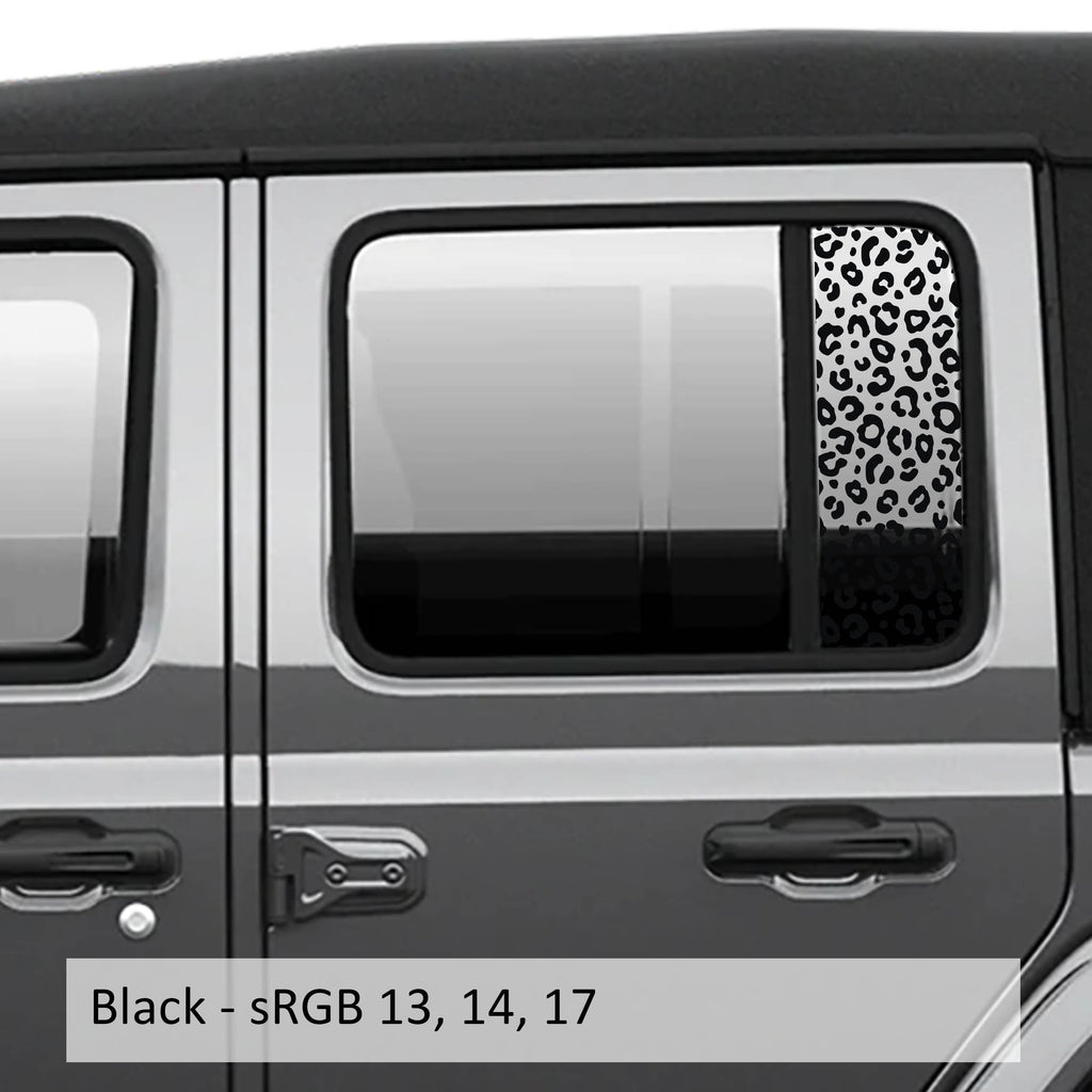 Black leopard print side window decal set for Jeep Wrangler JL 2018 plus Gladiator JT 2020 plus