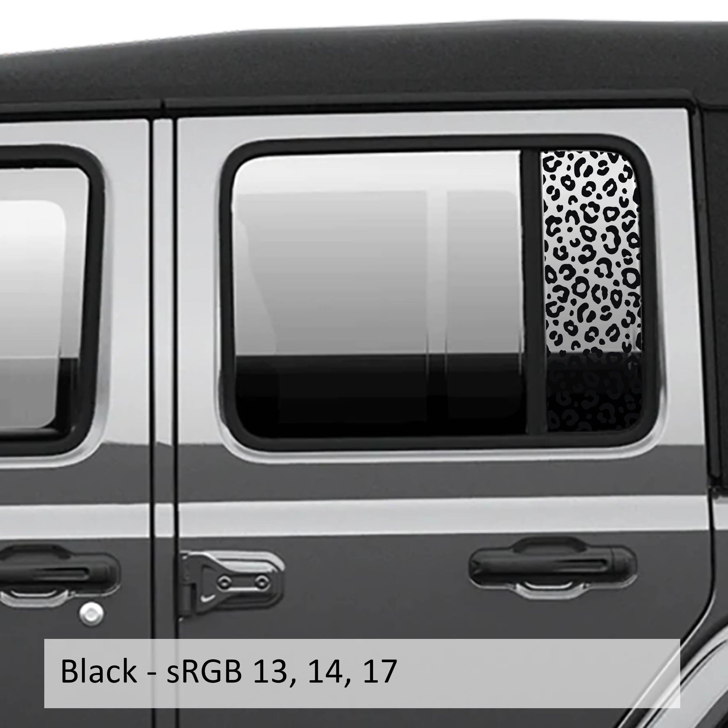 Black leopard print side window decal set for Jeep Wrangler JL 2018 plus Gladiator JT 2020 plus