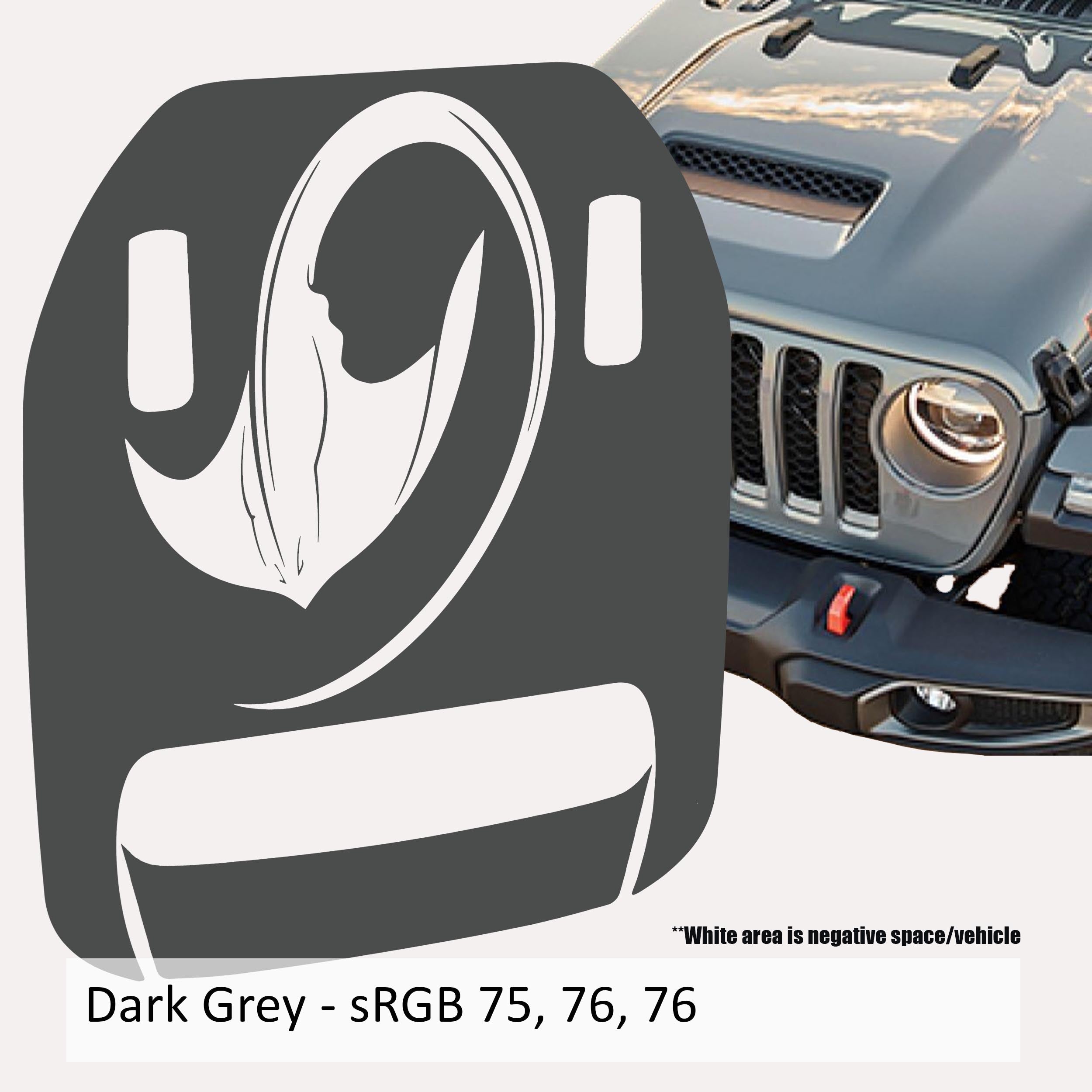 Dark gray Stingray Clawed Foot hood decal swatch for Wrangler JL Gladiator Mojave