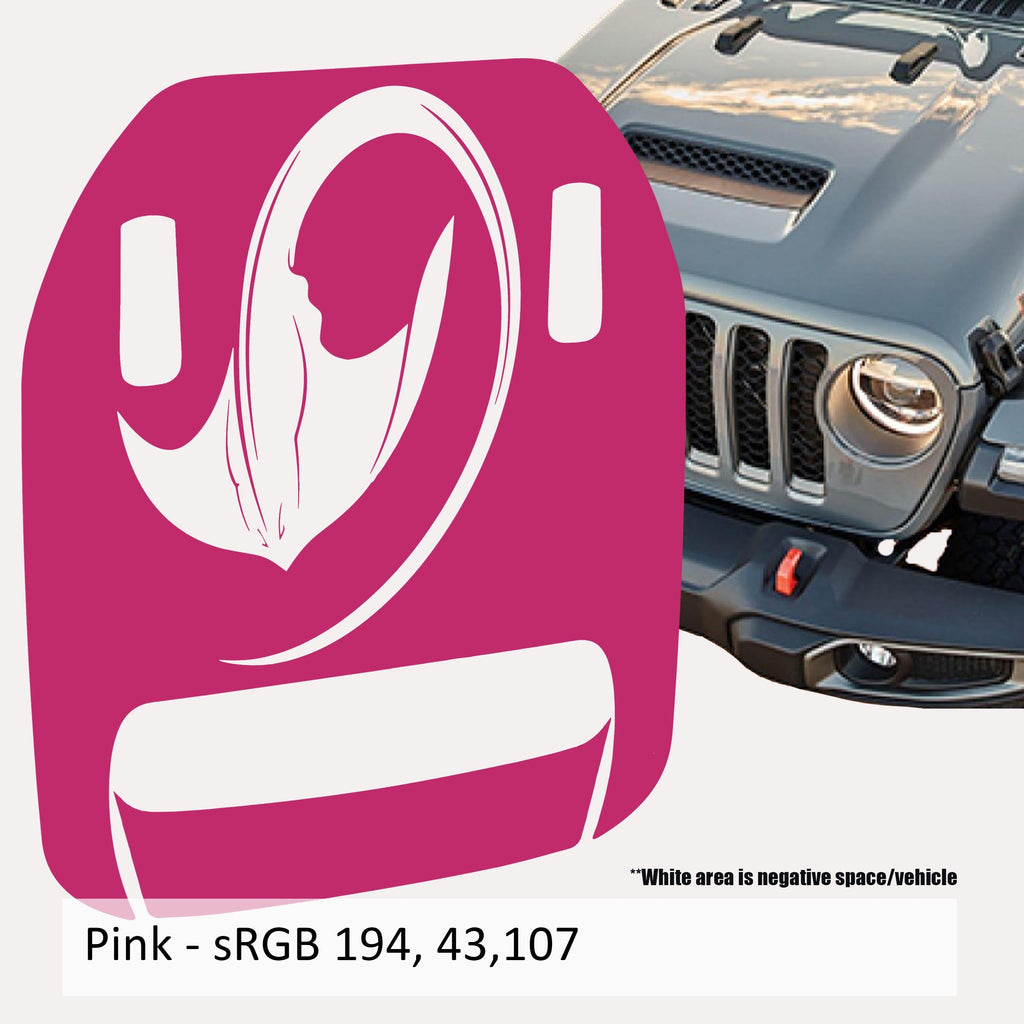 Pink Stingray Clawed Foot hood decal swatch for Wrangler JL Gladiator Mojave 392
