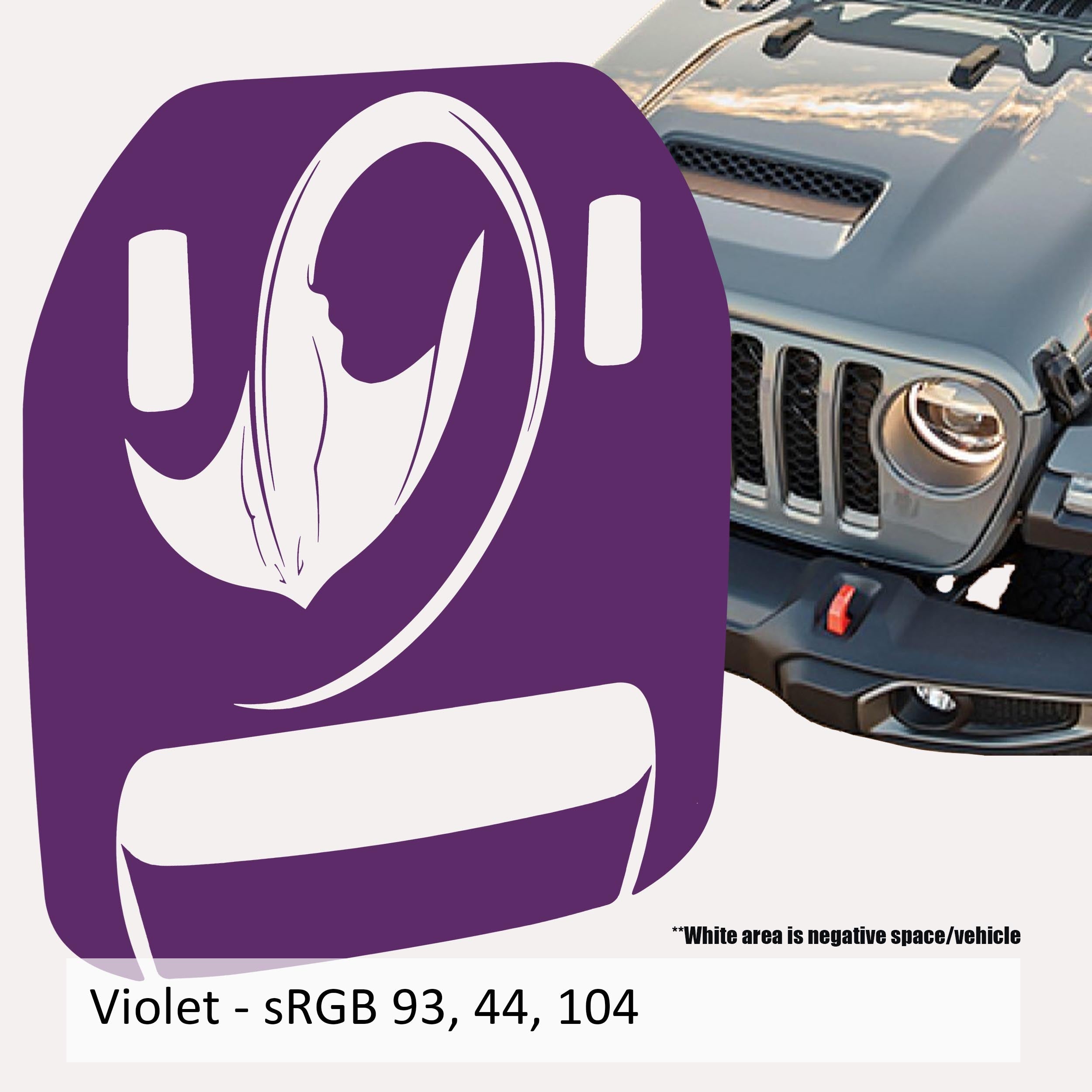 Violet Stingray Clawed Foot hood decal swatch for Wrangler JL Gladiator Mojave 392