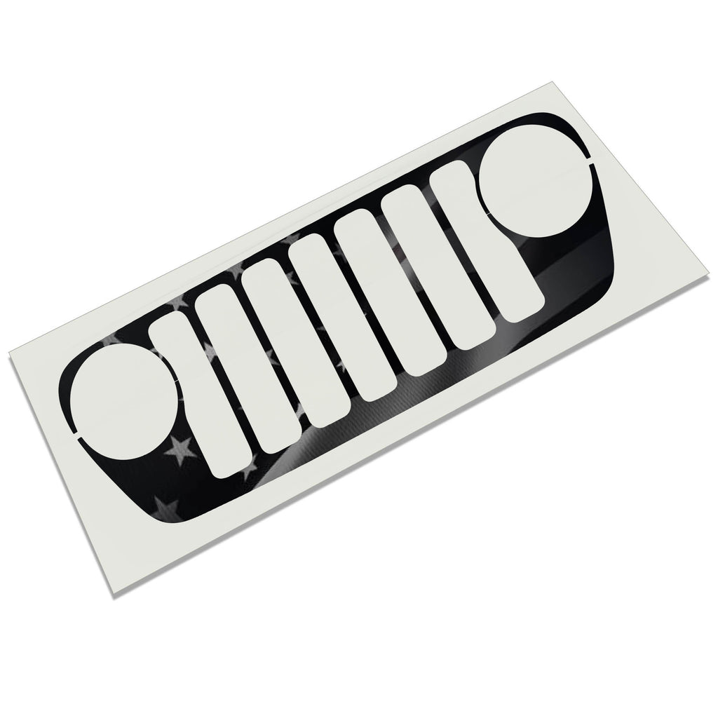 Black and Gray Subdued No Quarter American Flag Grille Skin Vinyl Overlay  - Fits Jeep Wrangler JL/Jeep Gladiator JT 2018 - 2023