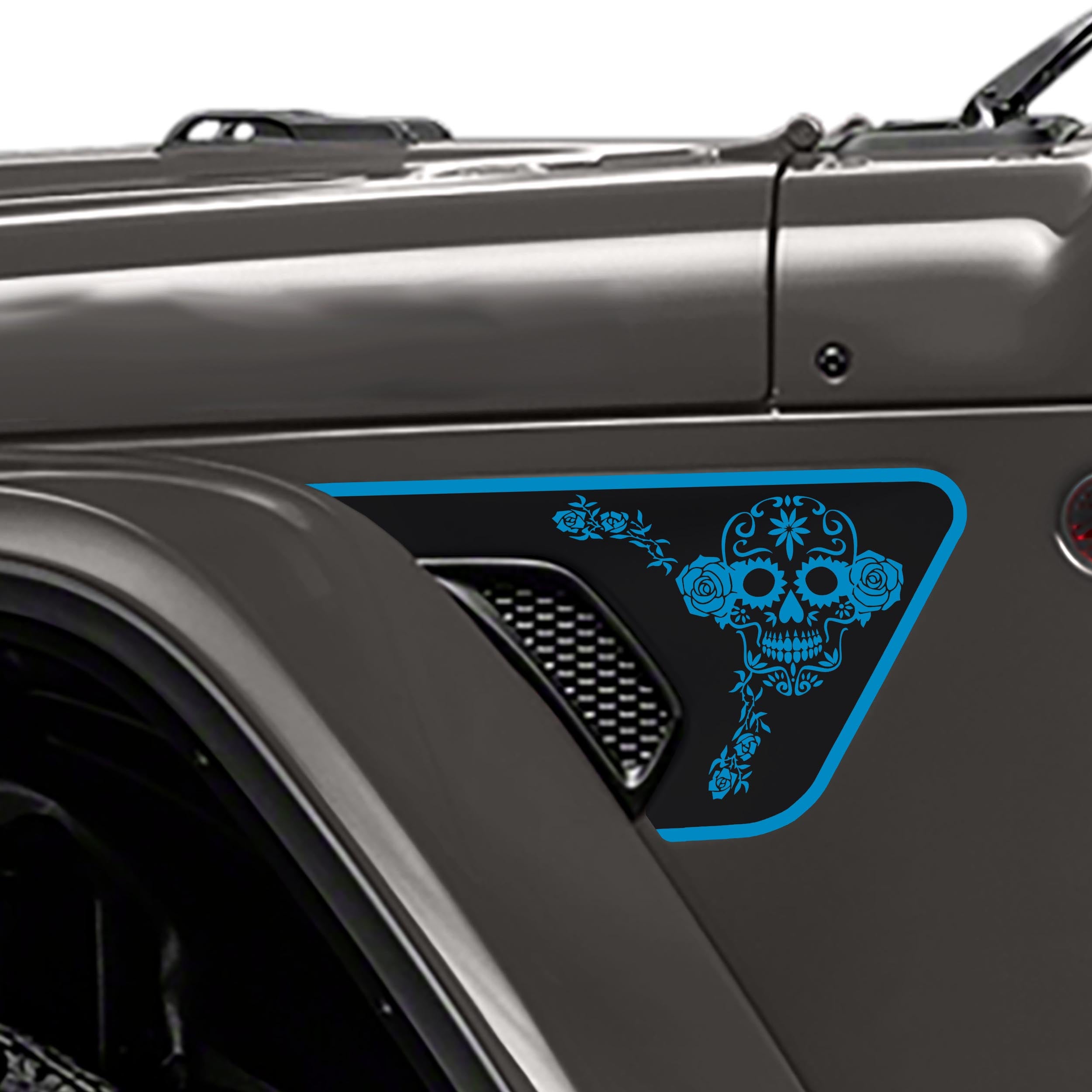 Dia de los Muertos Sugar Skull 2 Color Fender Vent Decal Set - Fits Wrangler JL/JLU & Gladiator JT