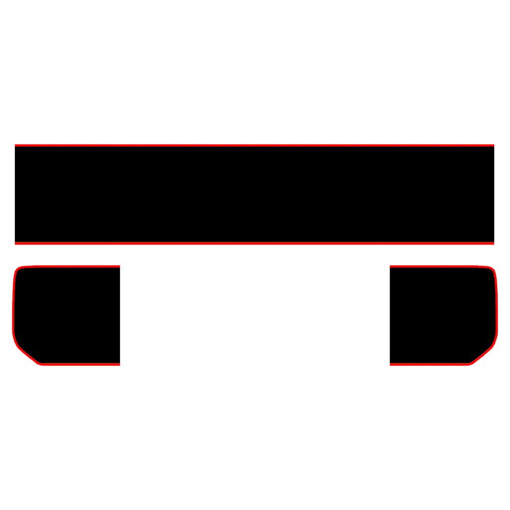 Black bordered blackout tailgate vinyl decal applied to white Jeep Gladiator JT bed