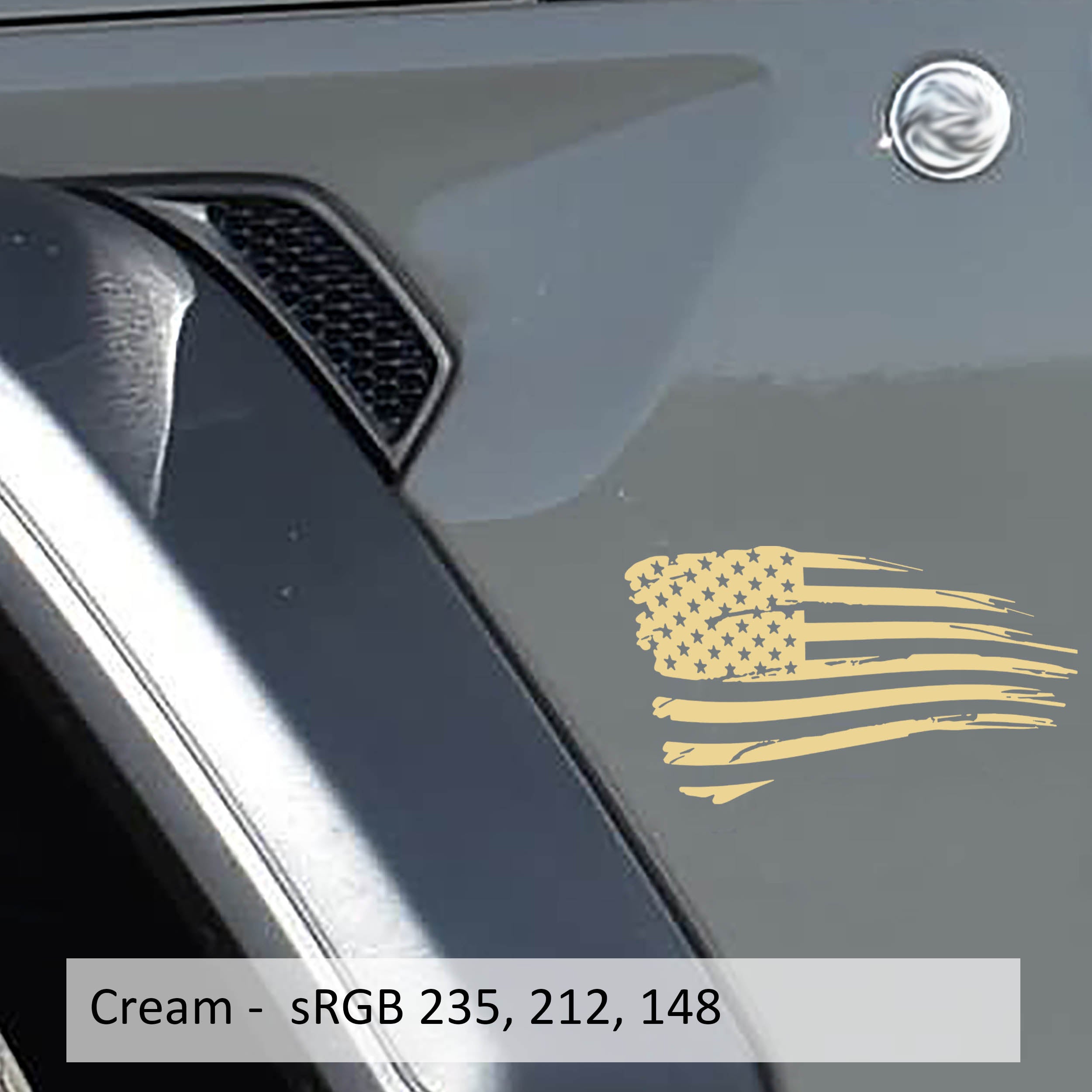 Tattered American Flag Fender Vinyl Decal Set