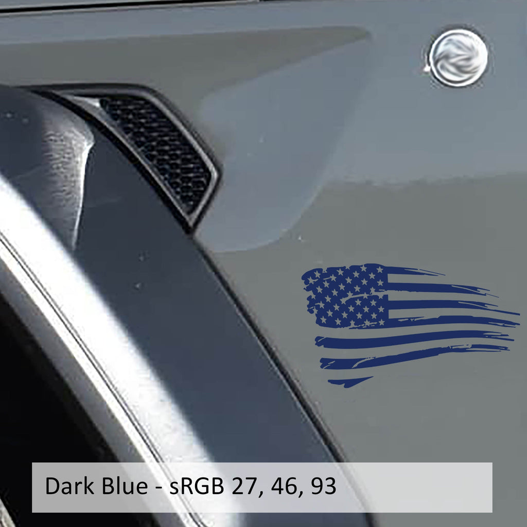 Tattered American Flag Fender Vinyl Decal Set