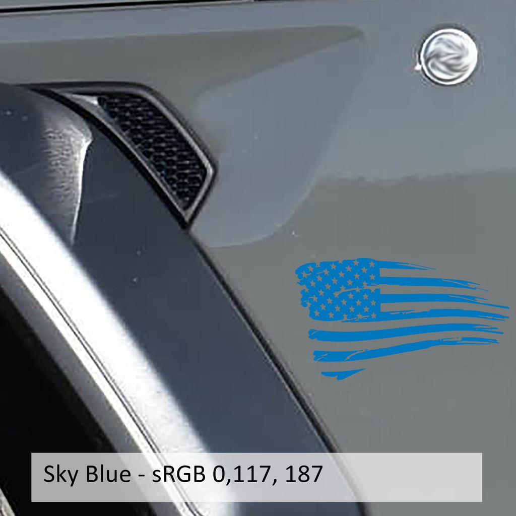 Tattered American Flag Fender Vinyl Decal Set