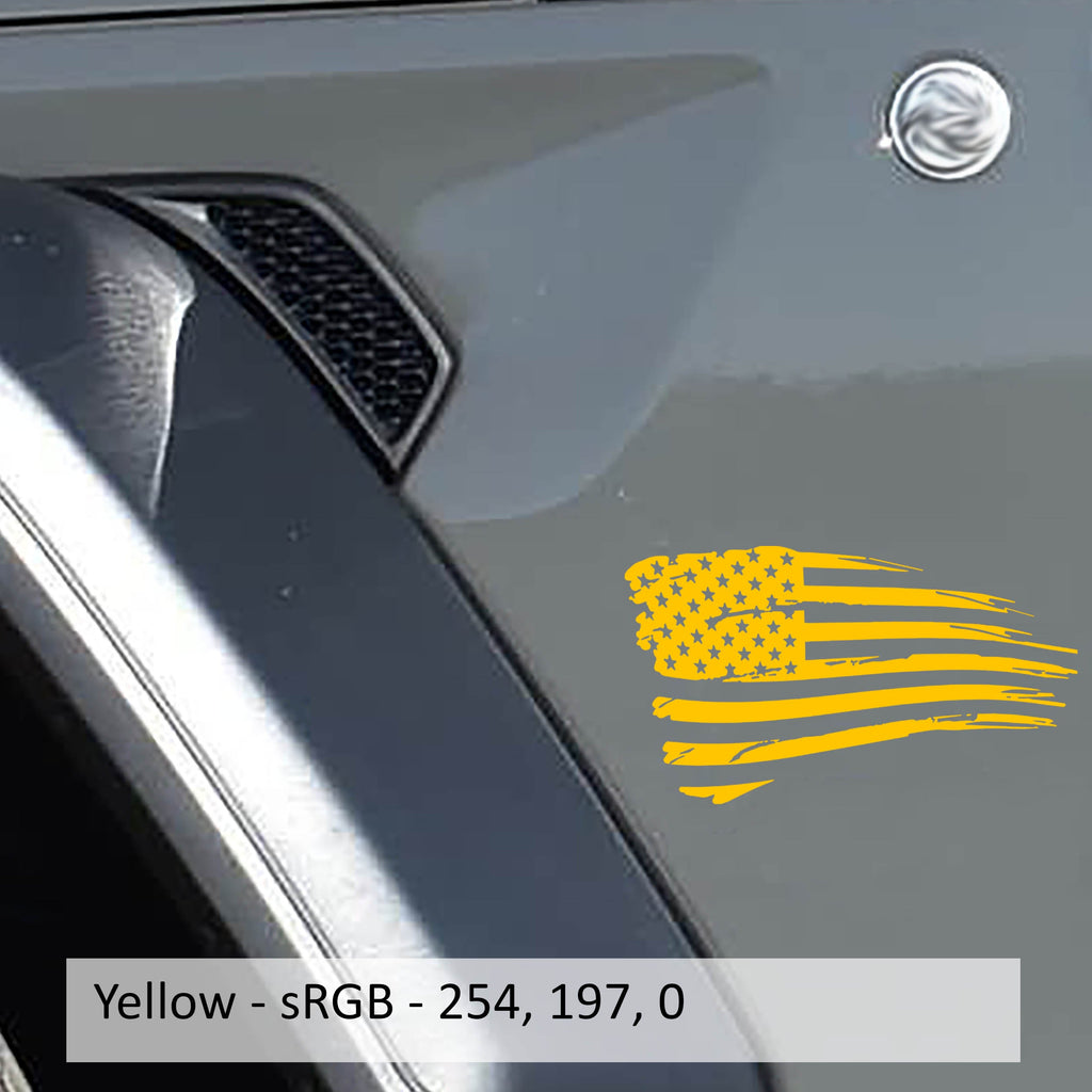Tattered American Flag Fender Vinyl Decal Set
